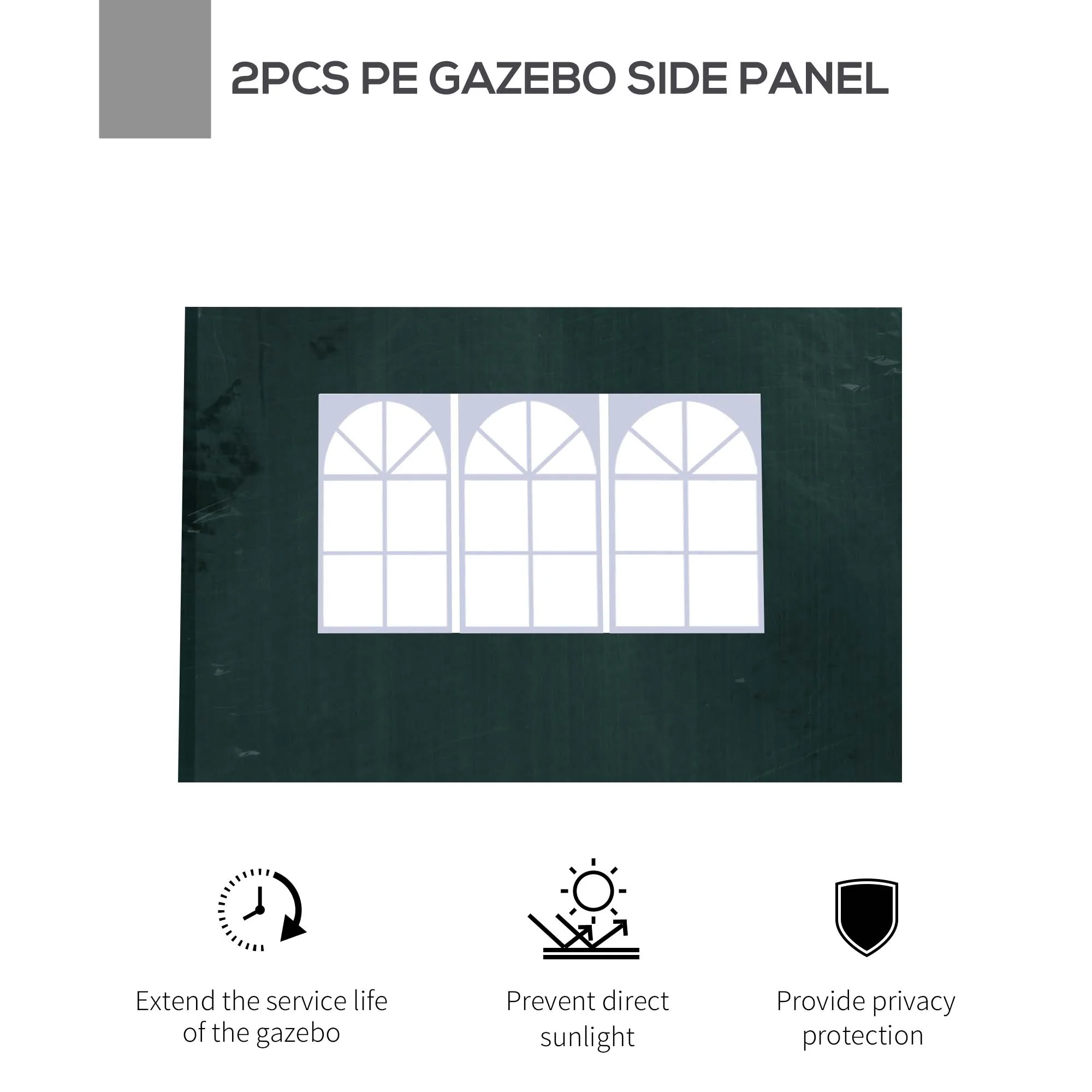 3 Meters Gazebo Side Panels Canopy Marquee Replacement Exchangeable Side Panel Walls Green - Image 5