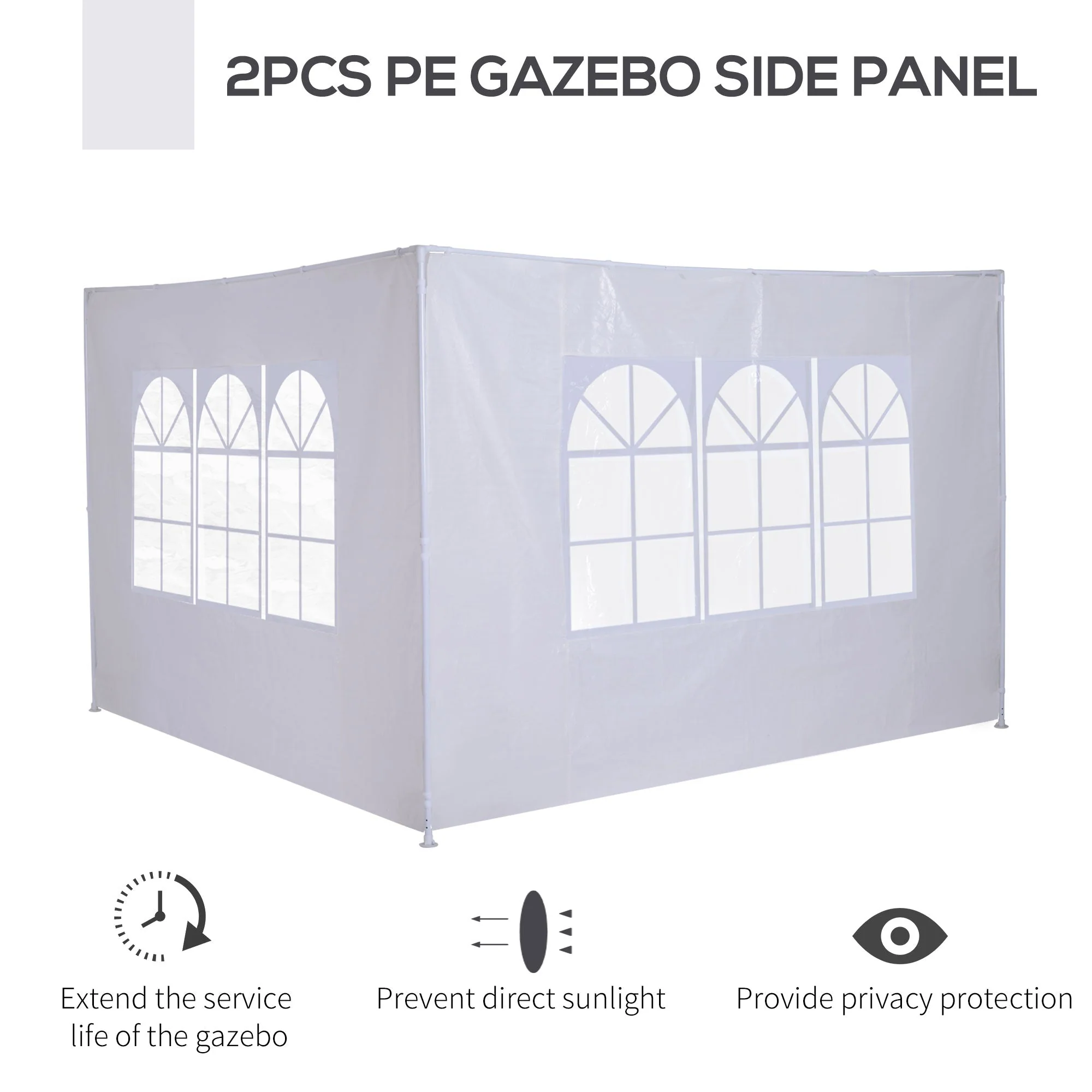 3 Meters Gazebo Side Panels Canopy Marquee Replacement Exchangeable Side Panel Walls White - Image 3