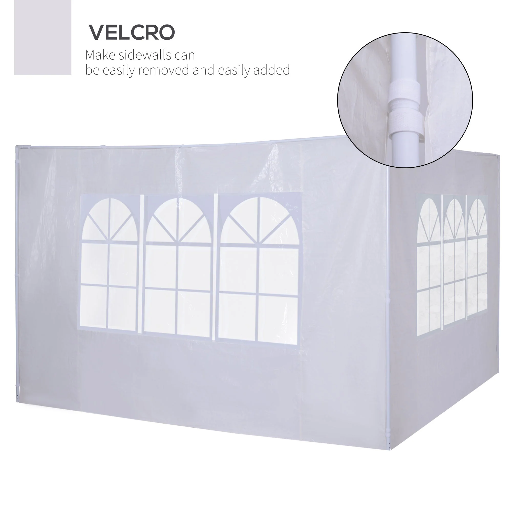 3 Meters Gazebo Side Panels Canopy Marquee Replacement Exchangeable Side Panel Walls White - Image 4