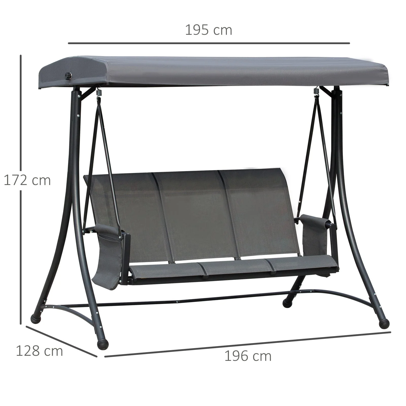 3 Person Outdoor Patio Porch Swing Chair with High Back Design - Image 3