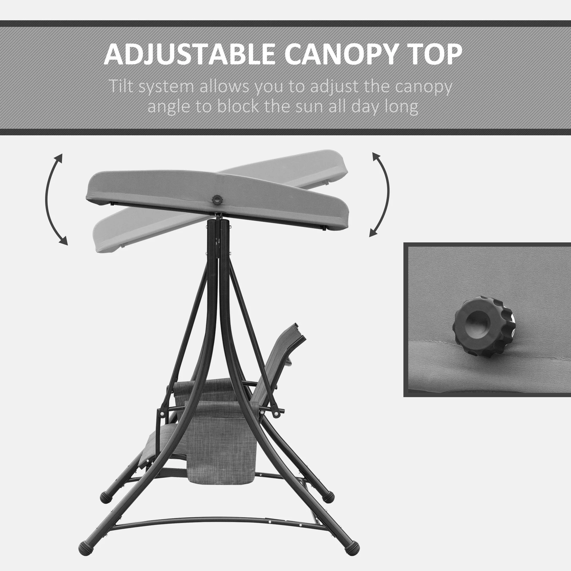 3 Person Outdoor Patio Porch Swing Chair with High Back Design - Image 4