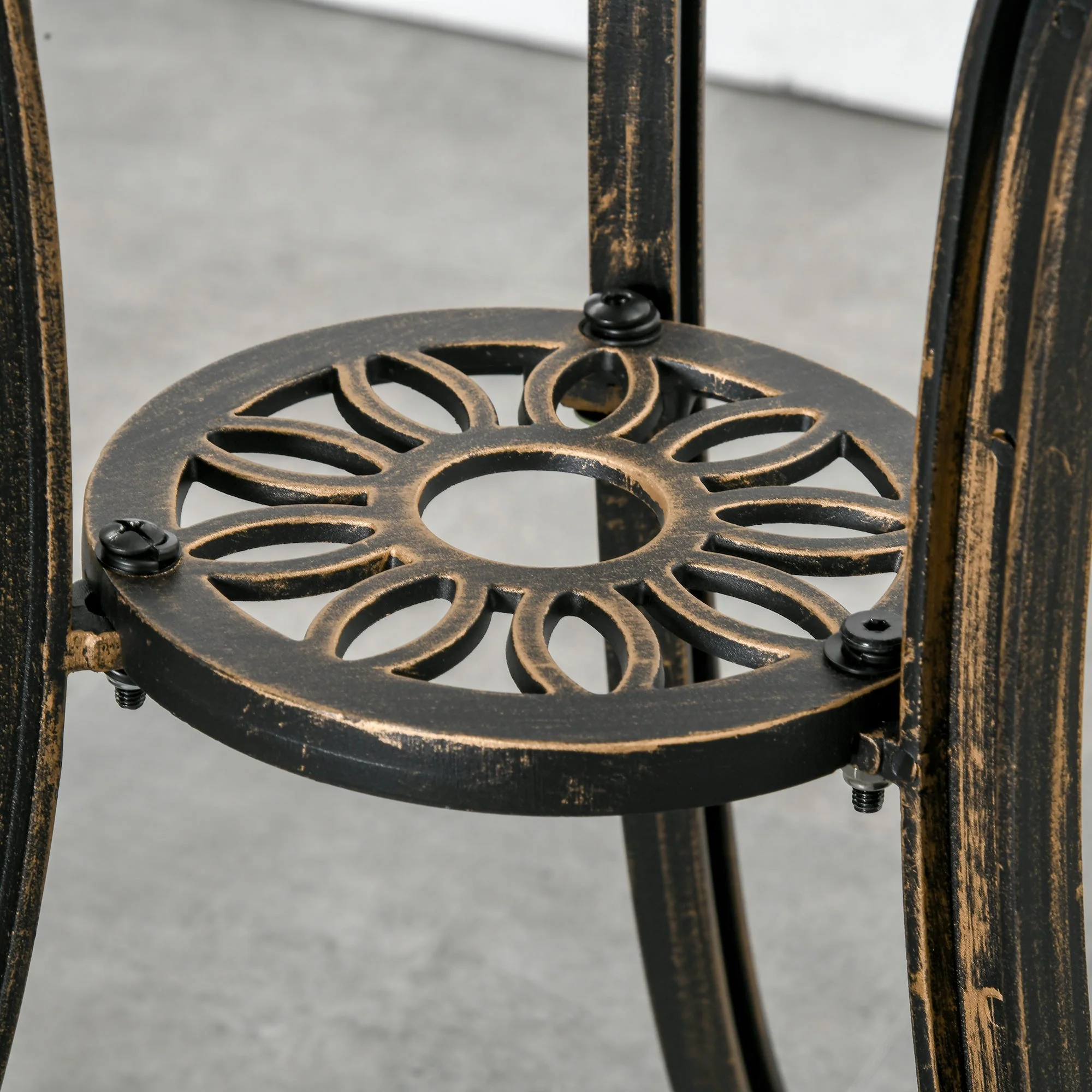 3-Piece Cast Aluminium Garden Bistro Set for 2 with Parasol Hole - Image 7