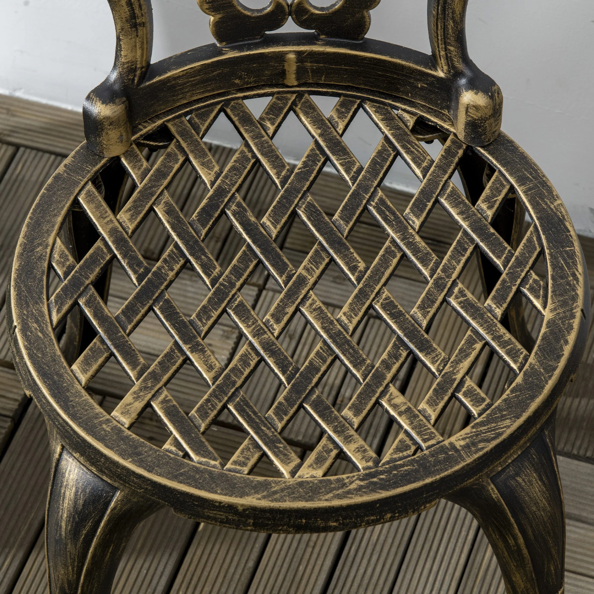 3-Piece Cast Aluminium Garden Bistro Set for 3 with Parasol Hole - Image 7