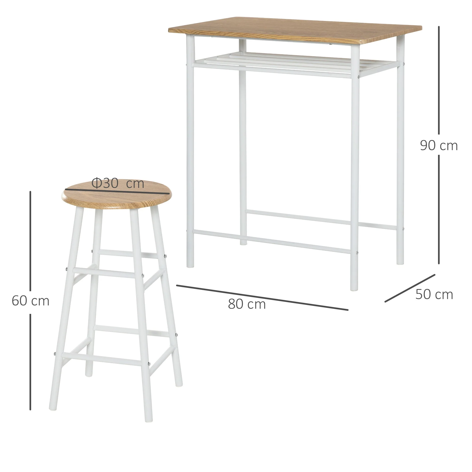 3-Piece Dining Kitchen Set with 1 Table and 2 Matching Chairs for Home Pub Cafe - Image 2