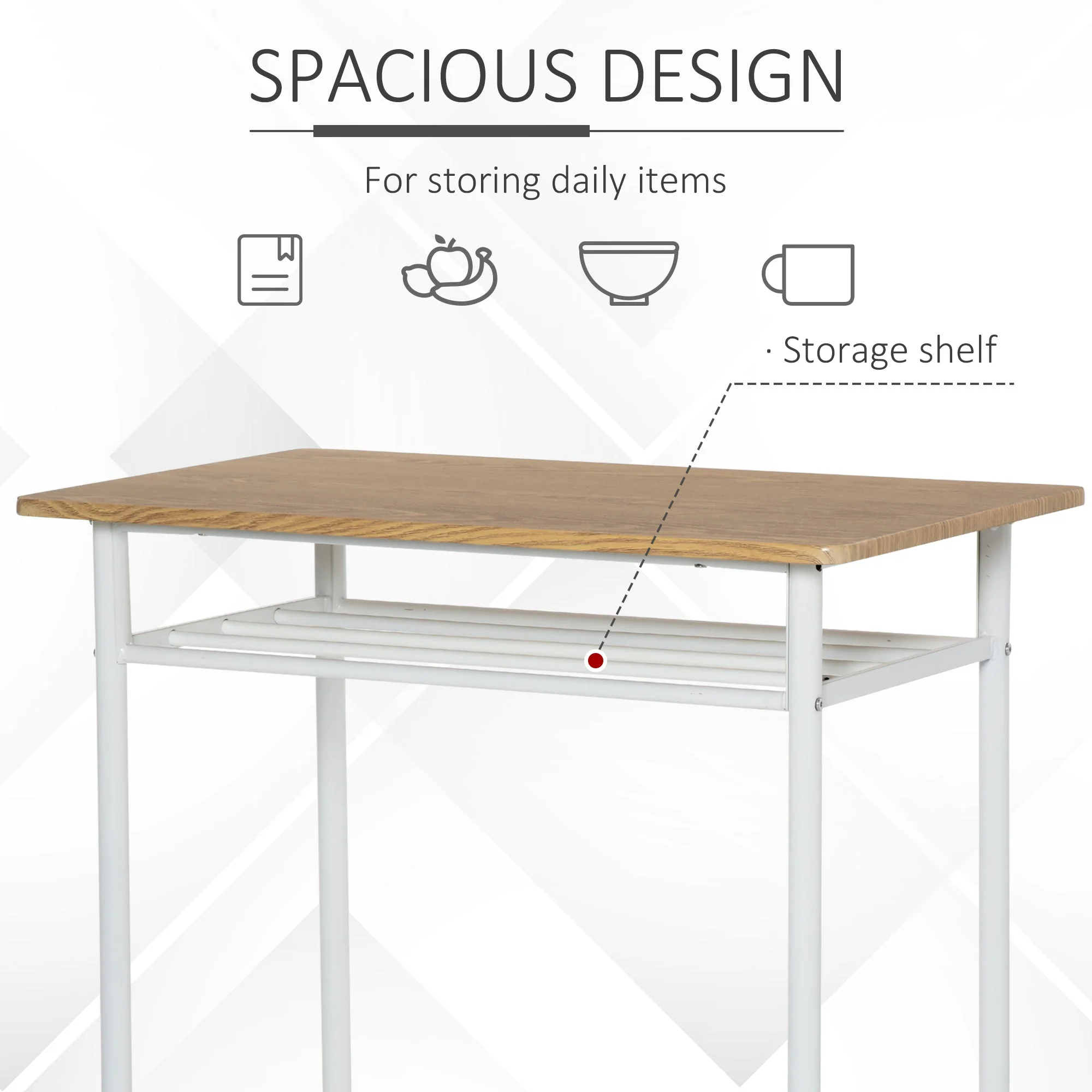 3-Piece Dining Kitchen Set with 1 Table and 2 Matching Chairs for Home Pub Cafe - Image 4
