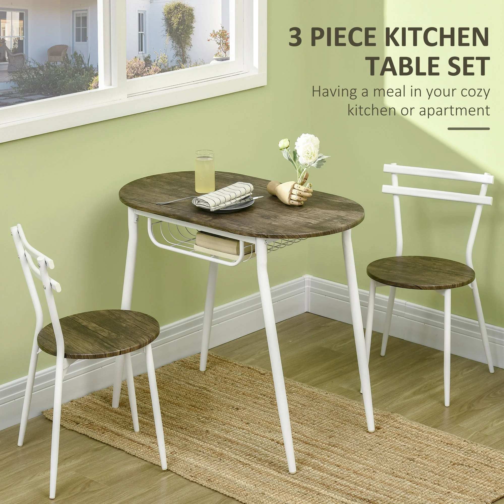 3-Piece Dining Table and Chairs Set - Image 2