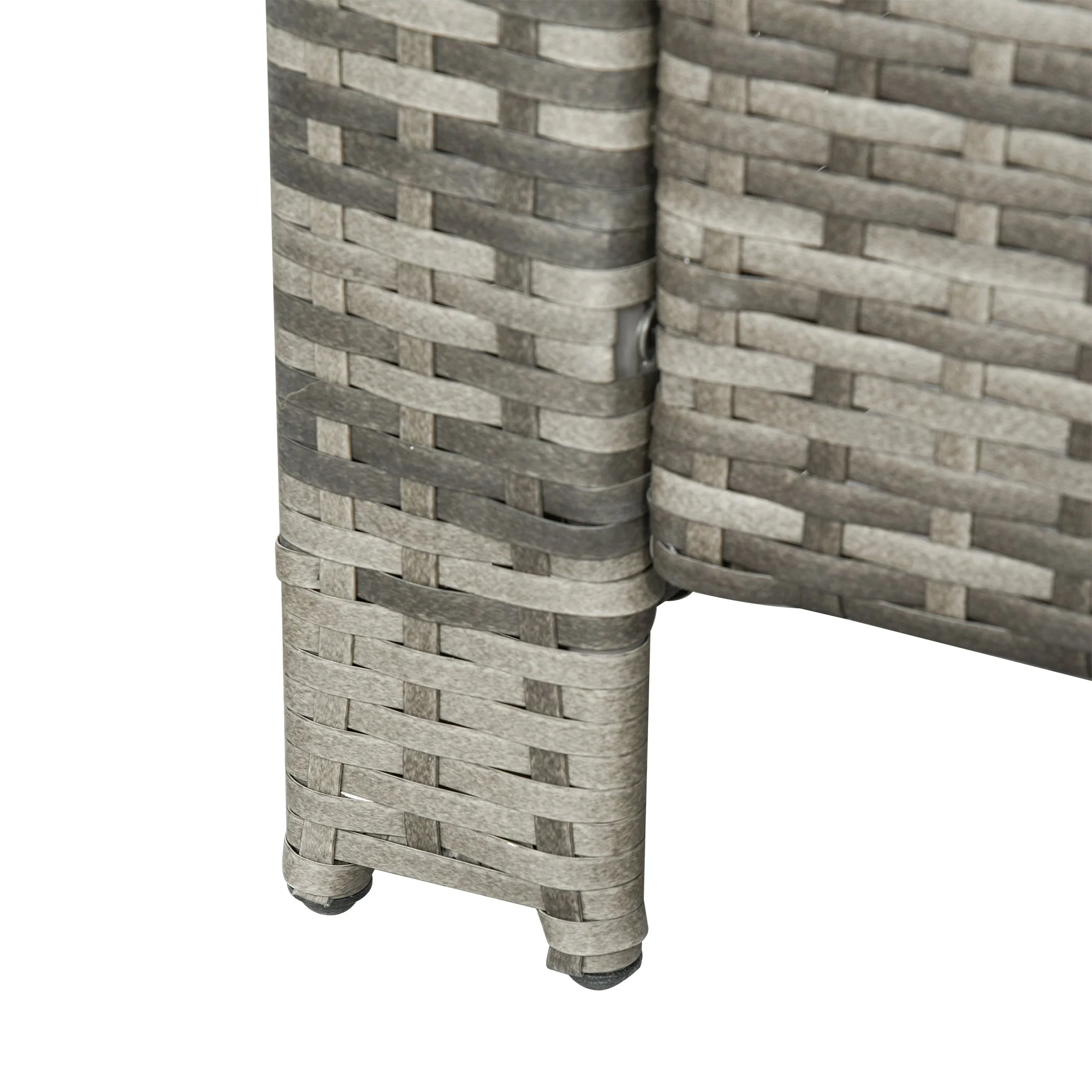 3-Piece PE Rattan Wicker Garden Furniture Patio Bistro Set Weave Conservatory Sofa Storage Table and Chairs Set Blue Cushion Grey Wicker - Image 7