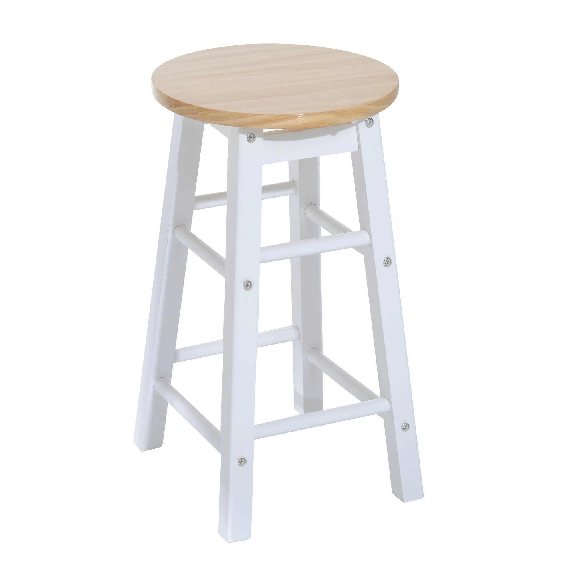 3-Piece Wooden Kitchen Cart Mobile Rolling Trolley Folding Bar Table Two Stools Dining Chair Storage Shelf w/2 Drawers & 6 Wheels - Image 9
