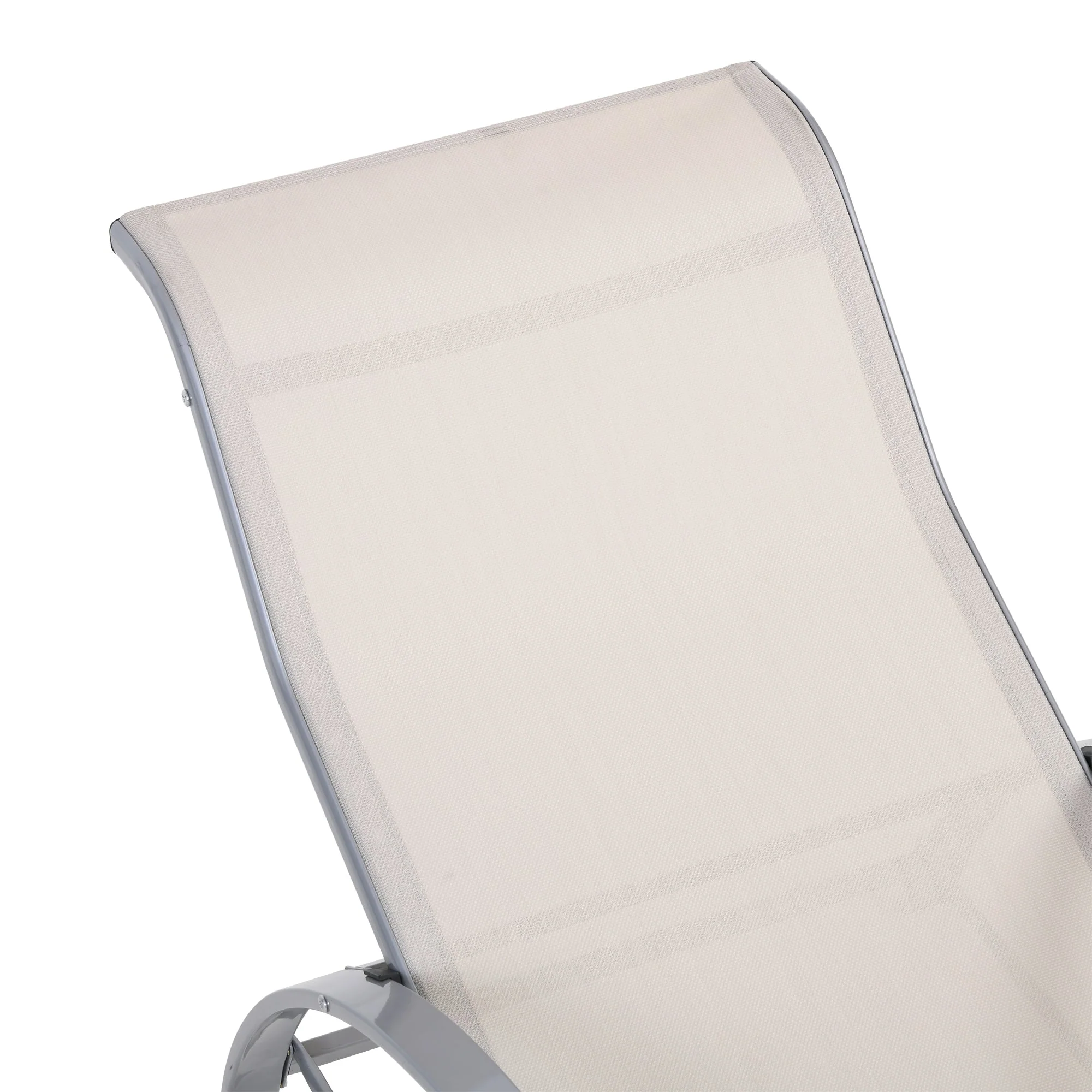 3-Pieces Lounge Chair Set Metal Frame Garden Outdoor Recliner Sunbathing Chair with Table - Image 8