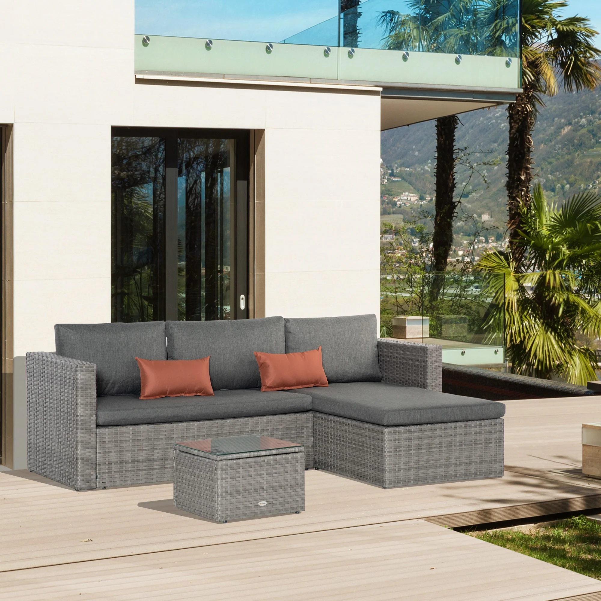 3-Pieces Outdoor PE Rattan Sofa Set - Image 2