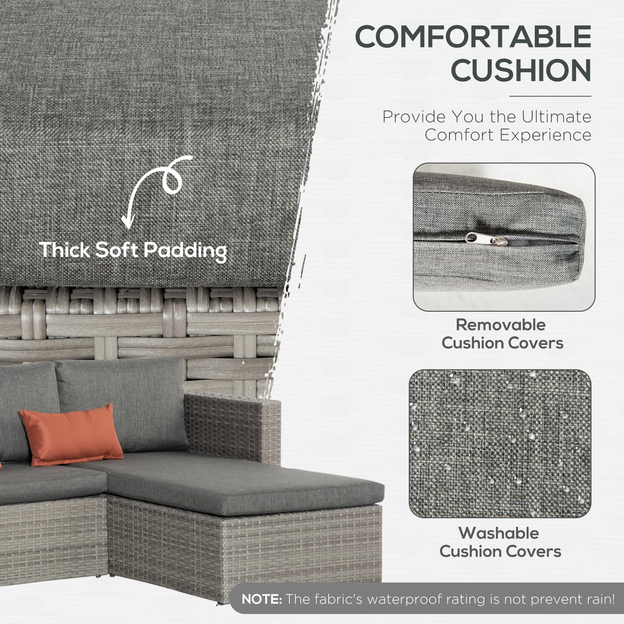 3-Pieces Outdoor PE Rattan Sofa Set - Image 5