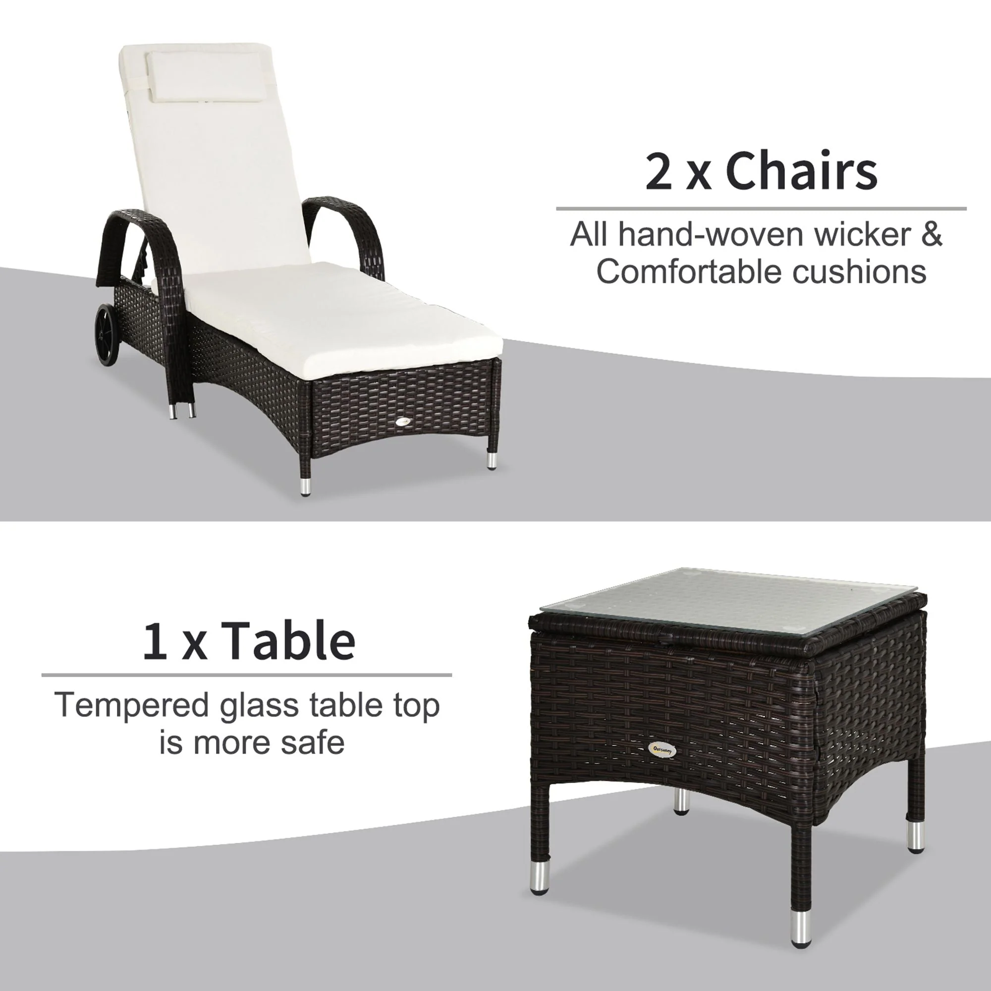 3-Pieces Patio Lounge Chair Set - Image 4