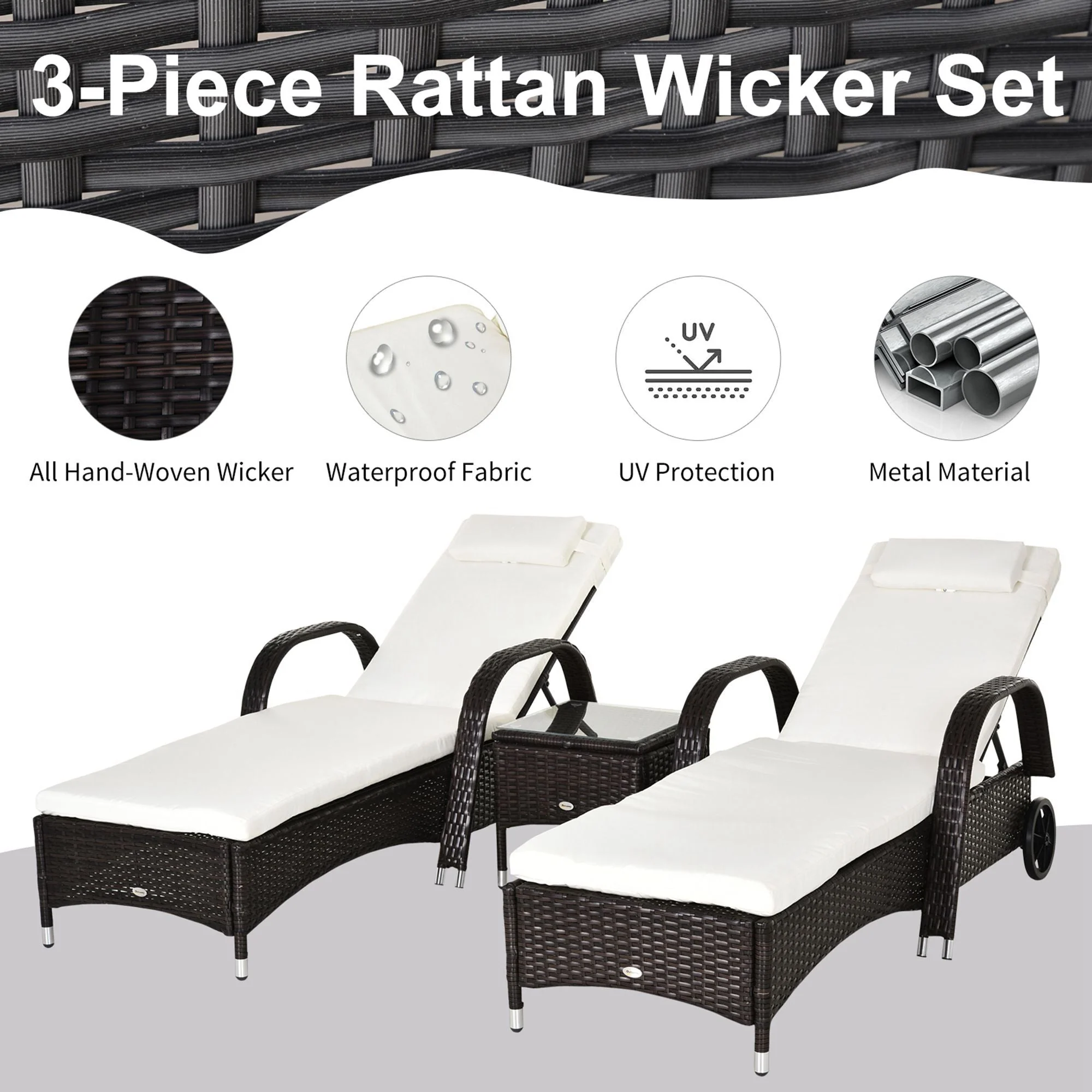 3-Pieces Patio Lounge Chair Set - Image 7