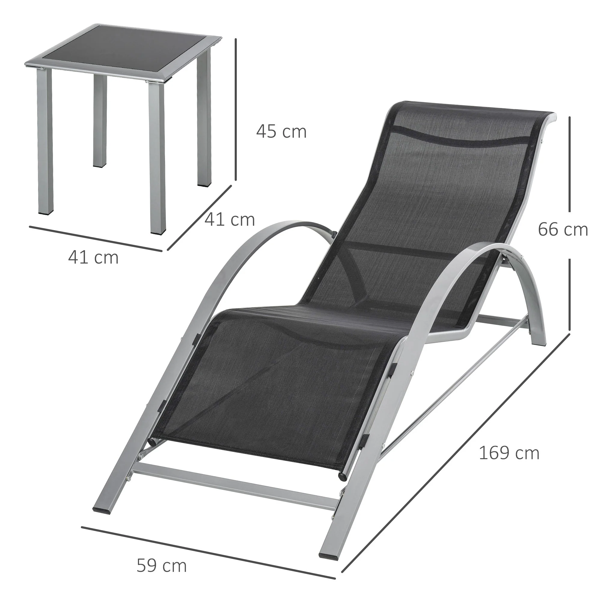 3-Pieces Sun Lounger Chair Set - Image 3