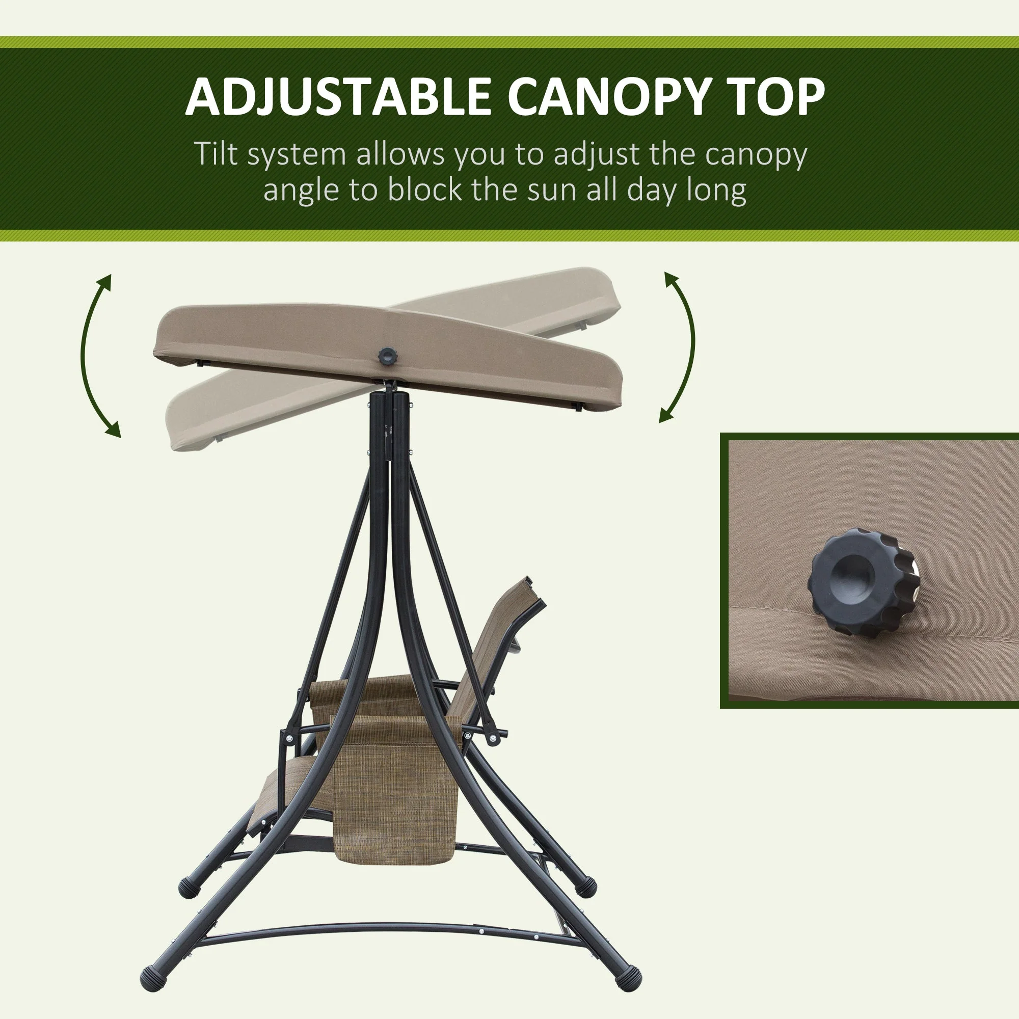 3 Seater Garden Swing Seat Outdoor Swing Chair with High Back Design - Image 4