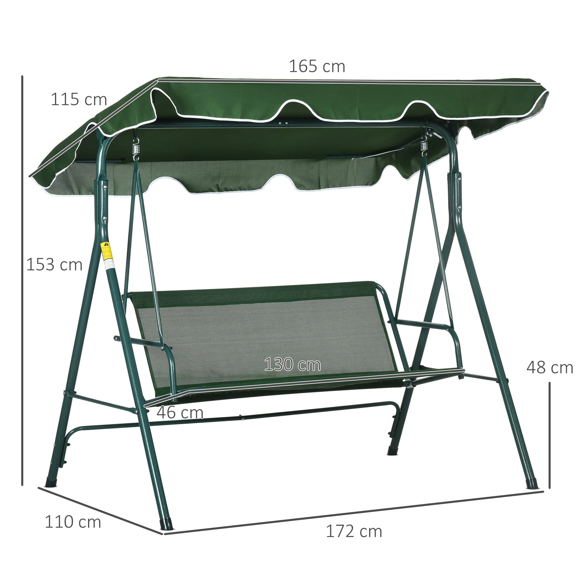3 Seater Swing Chair with Adjustable Canopy - Image 3