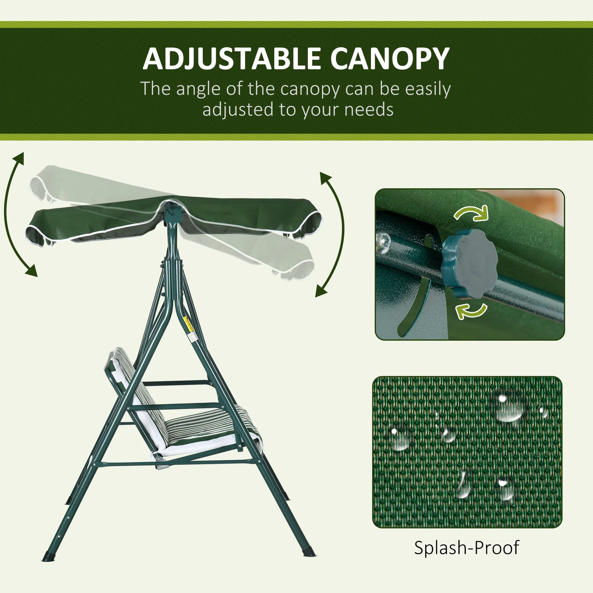 3 Seater Swing Chair with Adjustable Canopy - Image 4