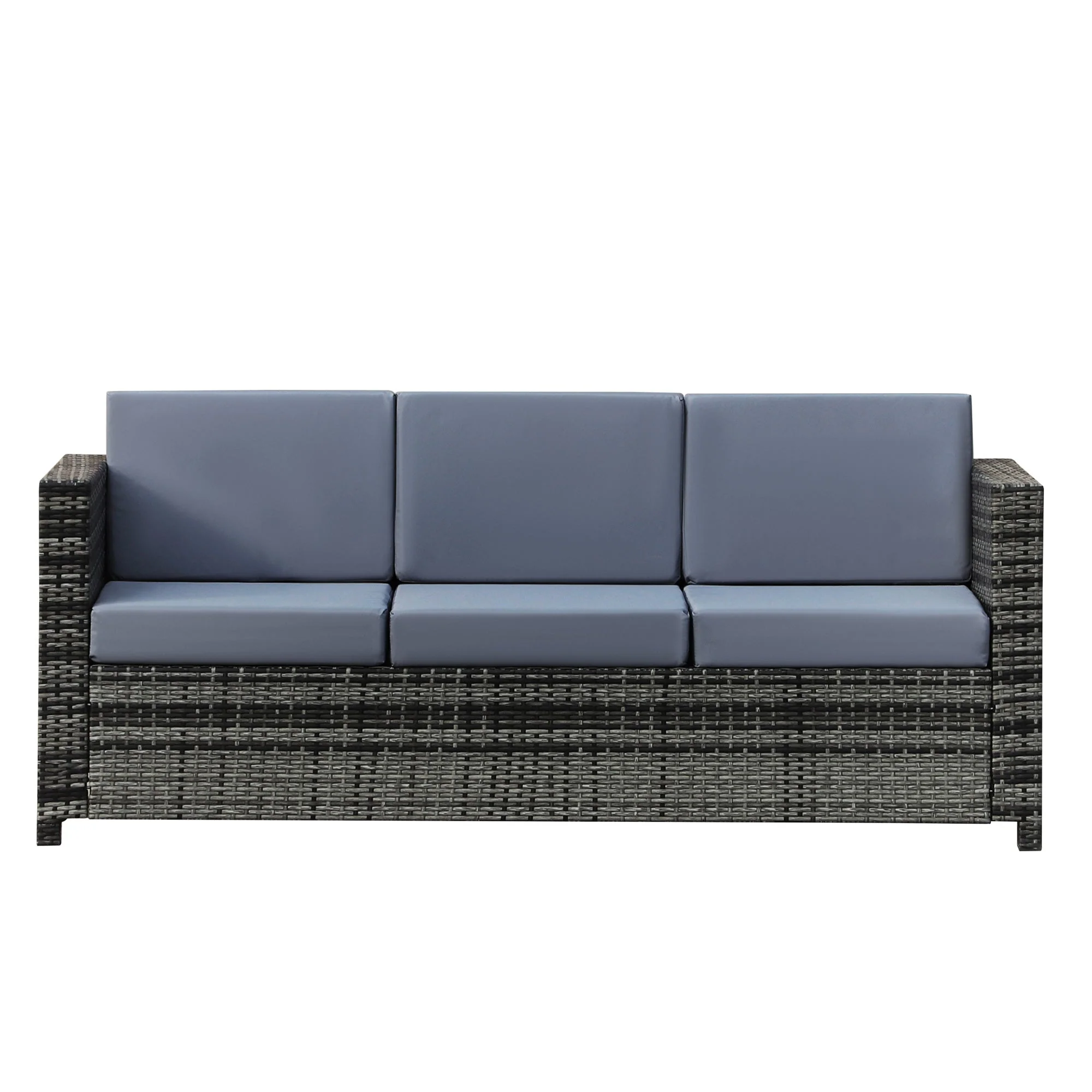 3 Seater Weather Resistant Outdoor Garden Rattan Sofa Grey - Image 2