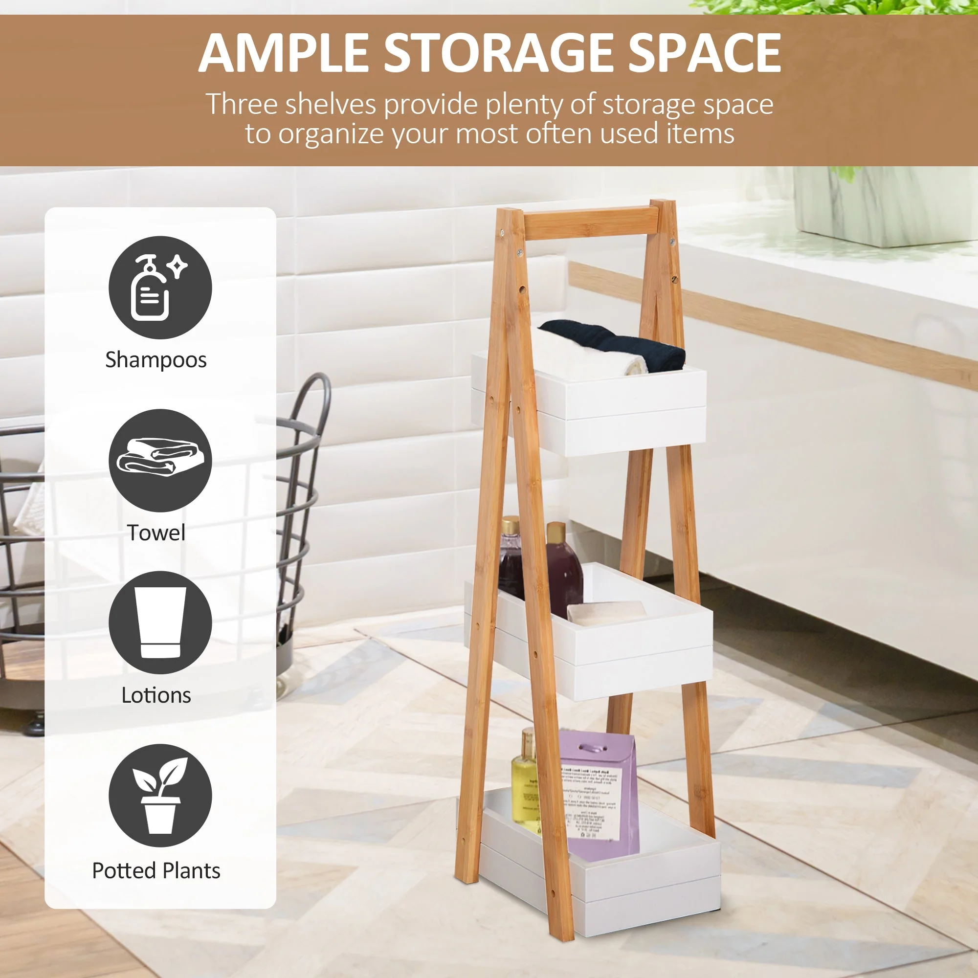 3 Tier Bathroom Shower Caddy Freestanding Rack Storage Unit Shelf Organiser - Image 4