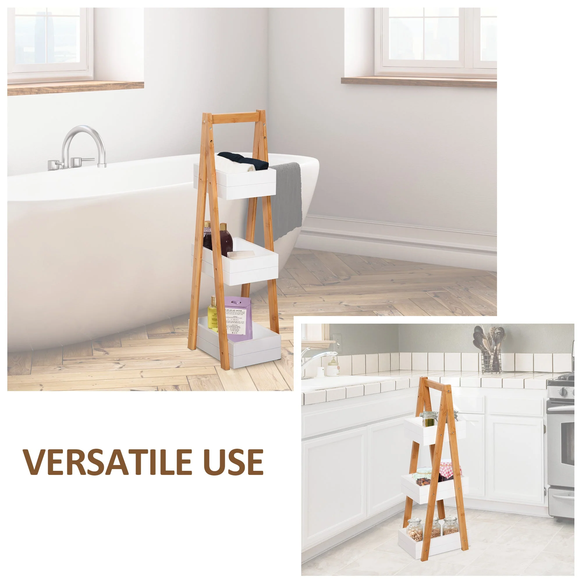 3 Tier Bathroom Shower Caddy Freestanding Rack Storage Unit Shelf Organiser - Image 7