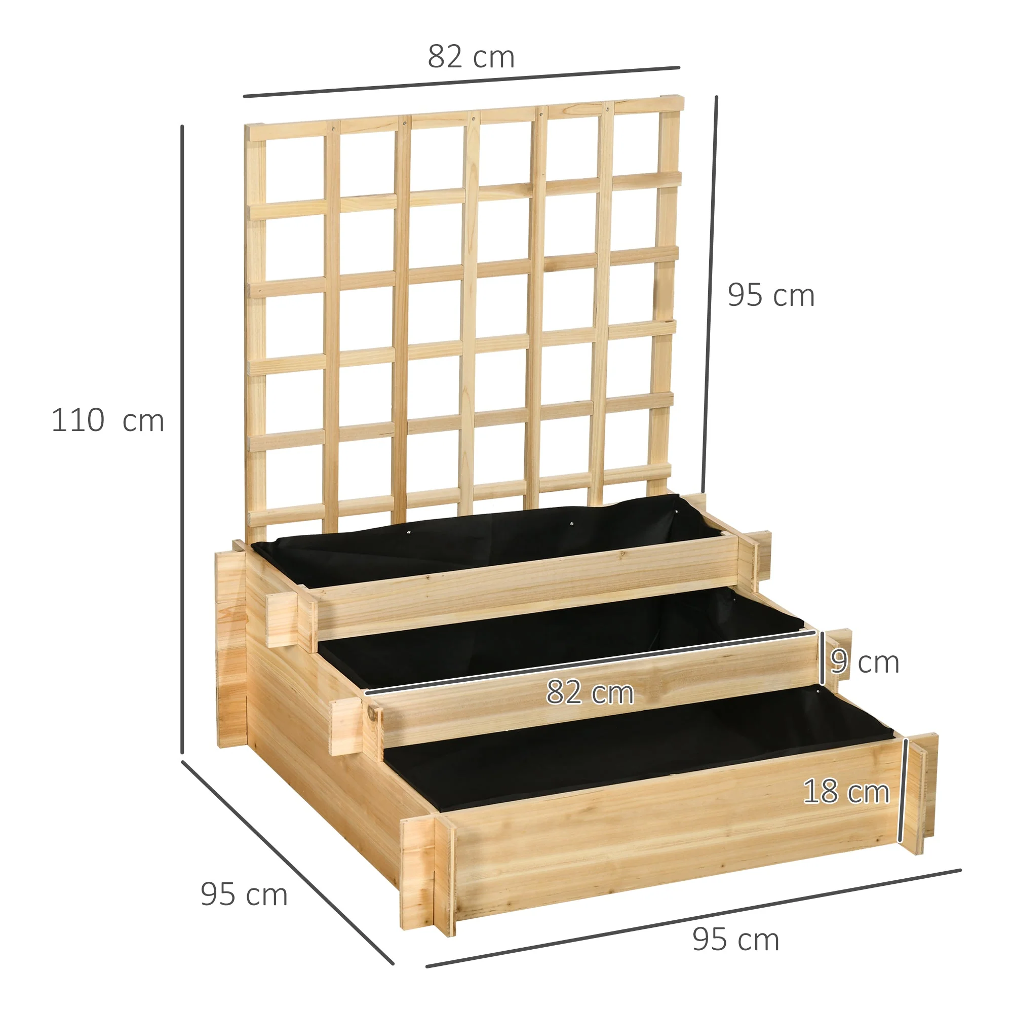 3 Tier Garden Planters with Trellis for Vine Climbing - Image 2