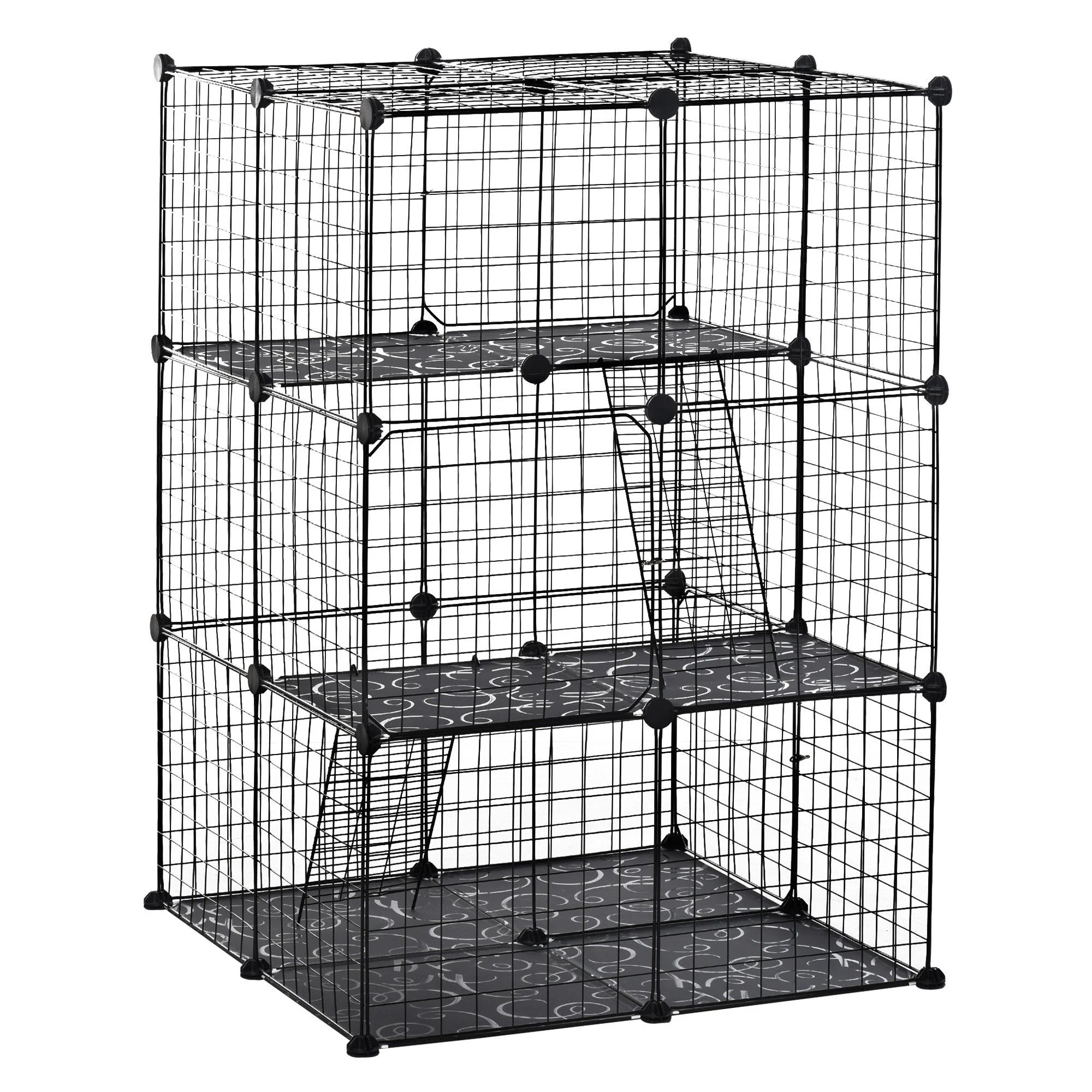 3 Tier Small Animal Cage Black by Pawhut - Image 2