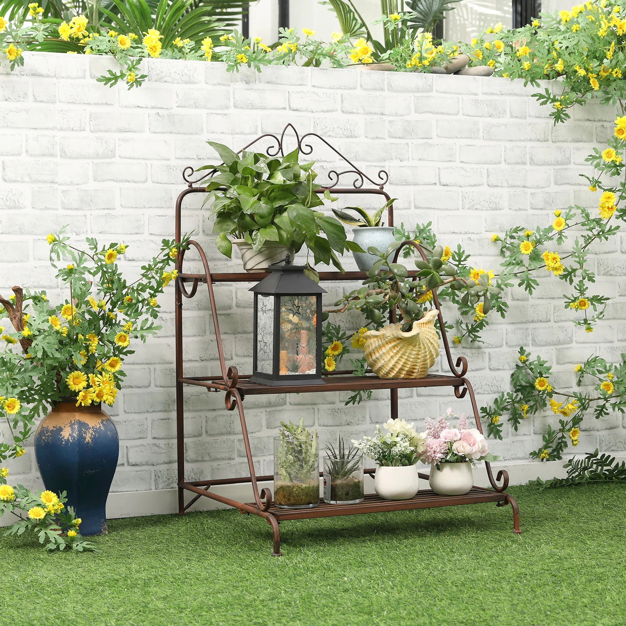 3 Tier Stair Style Metal Plant Stand - Image 2