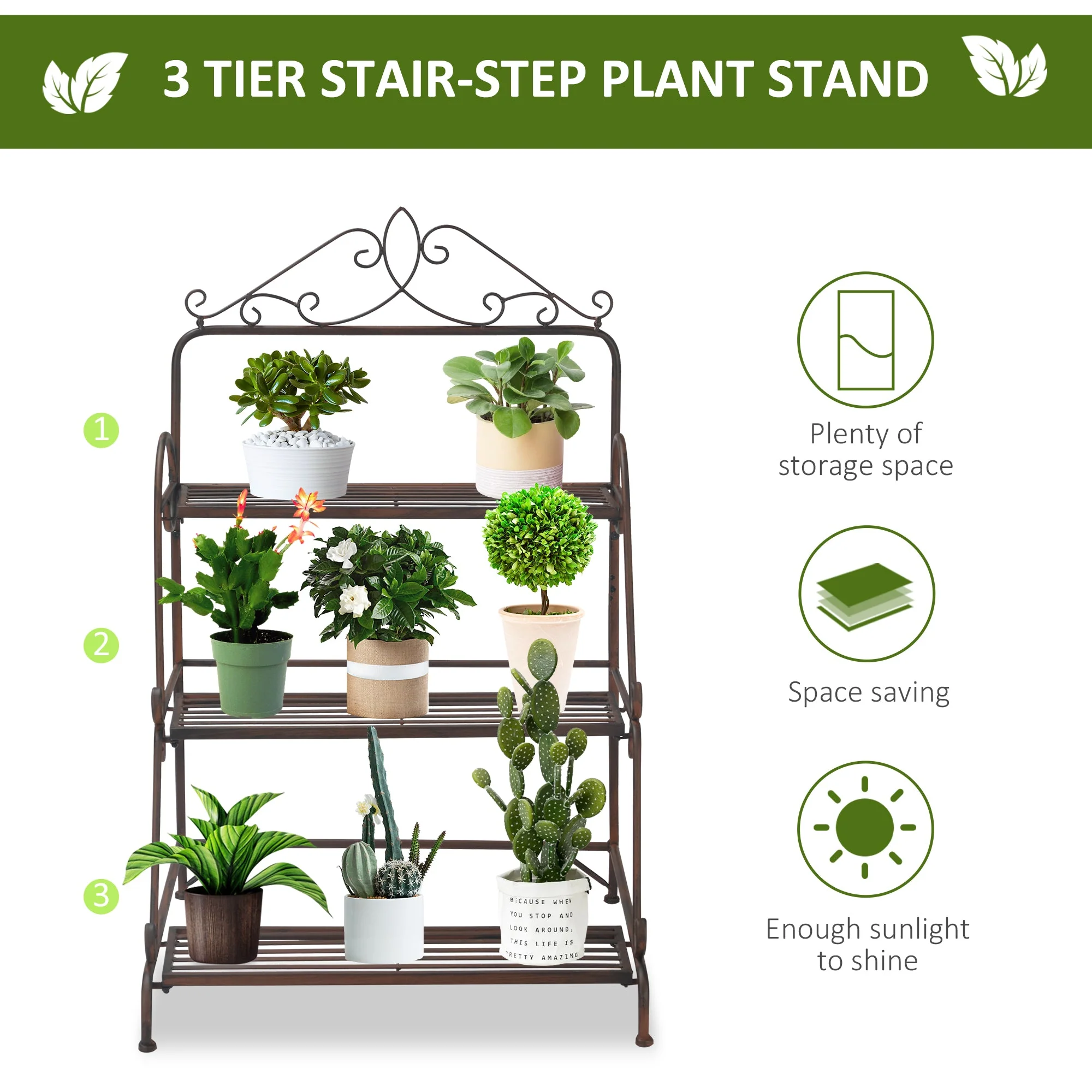3 Tier Stair Style Metal Plant Stand - Image 4