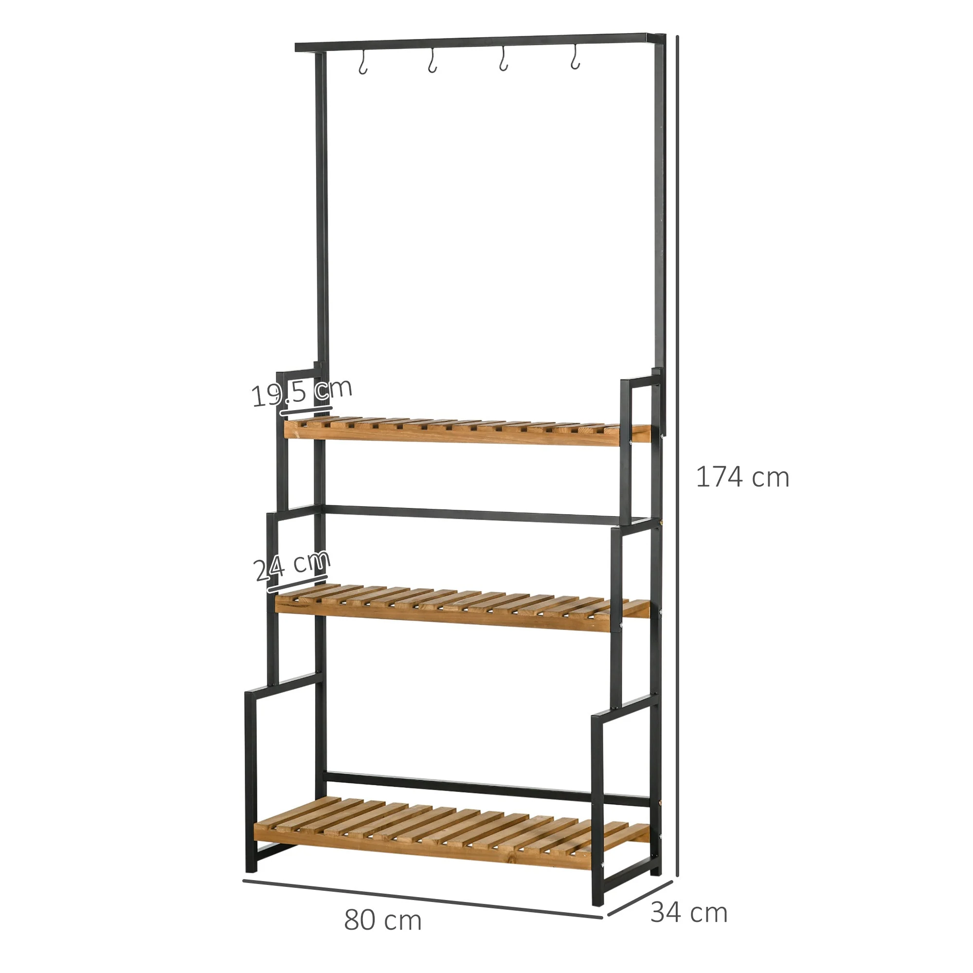 3 Tiered Plant Stand with Hanging Hooks - Image 3