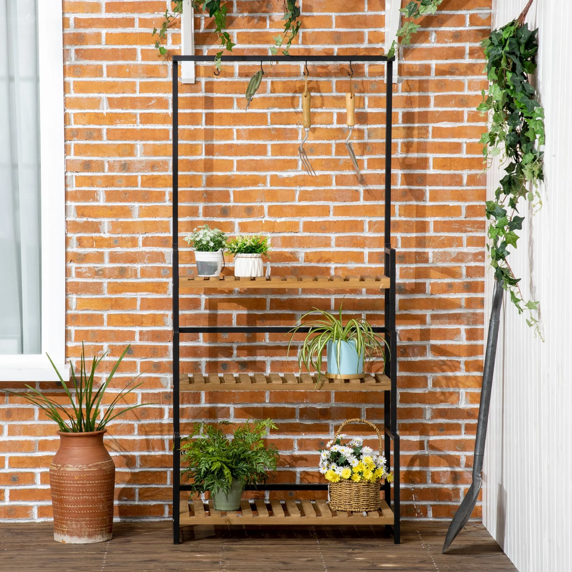 3 Tiered Plant Stand with Hanging Hooks - Image 7