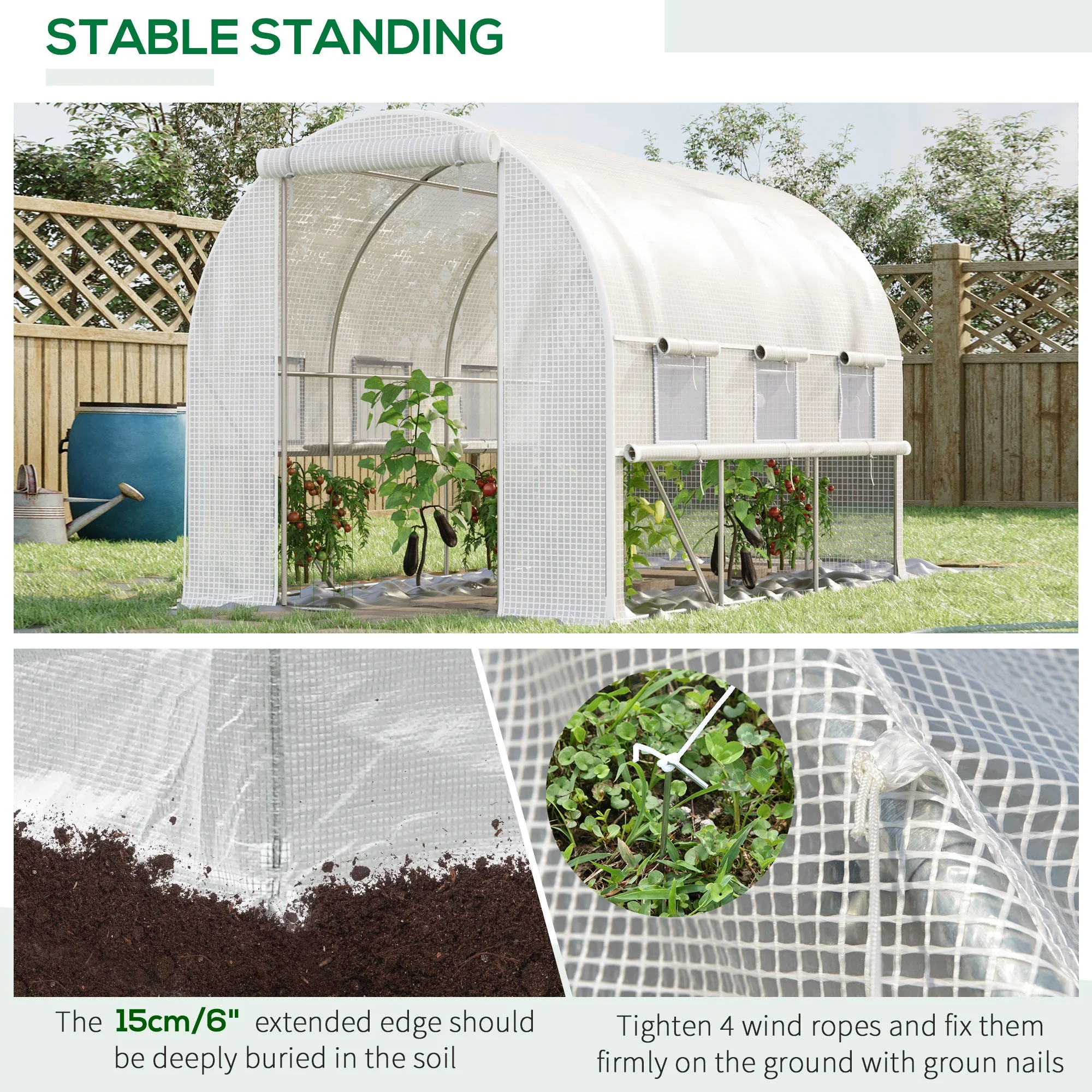 3 x 2 x 2m Walk-in Tunnel Greenhouse - Image 5