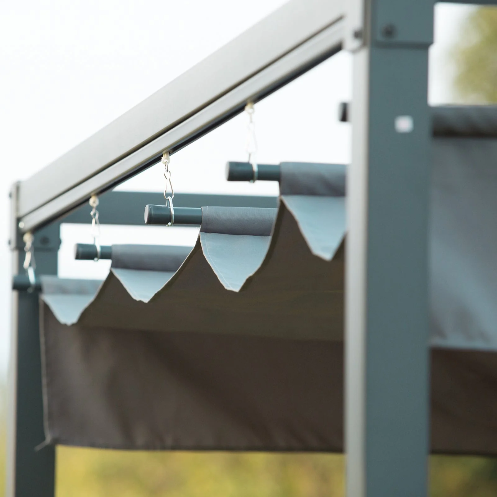 3 x 2m Metal Pergola Gazebo Patio Sun Shelter Grape Tent Retractable Canopy Grey - Image 6
