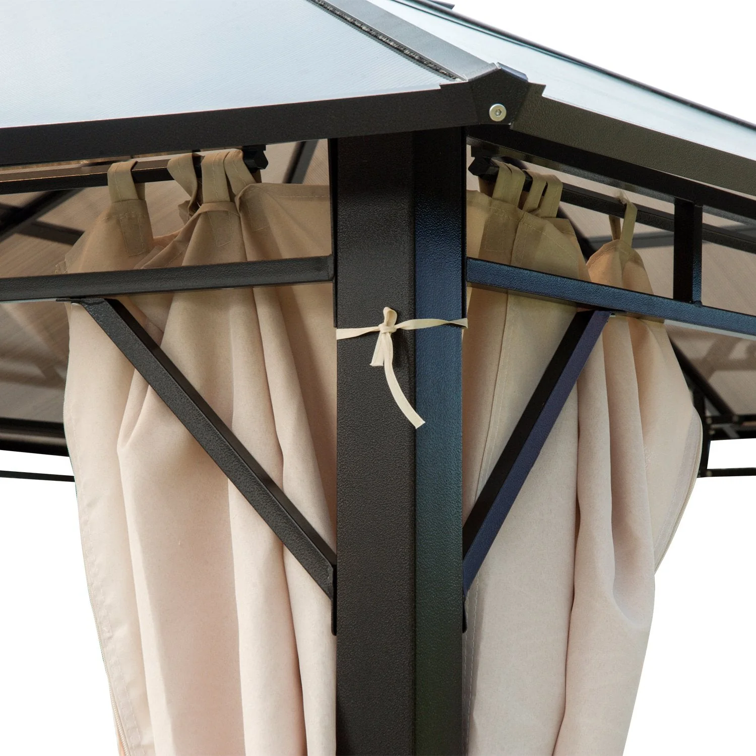 3 x 3.6m Hardtop Gazebo Canopy with Polycarbonate Roof Garden Pavilion with Removable Curtains and Steel Frame - Image 7