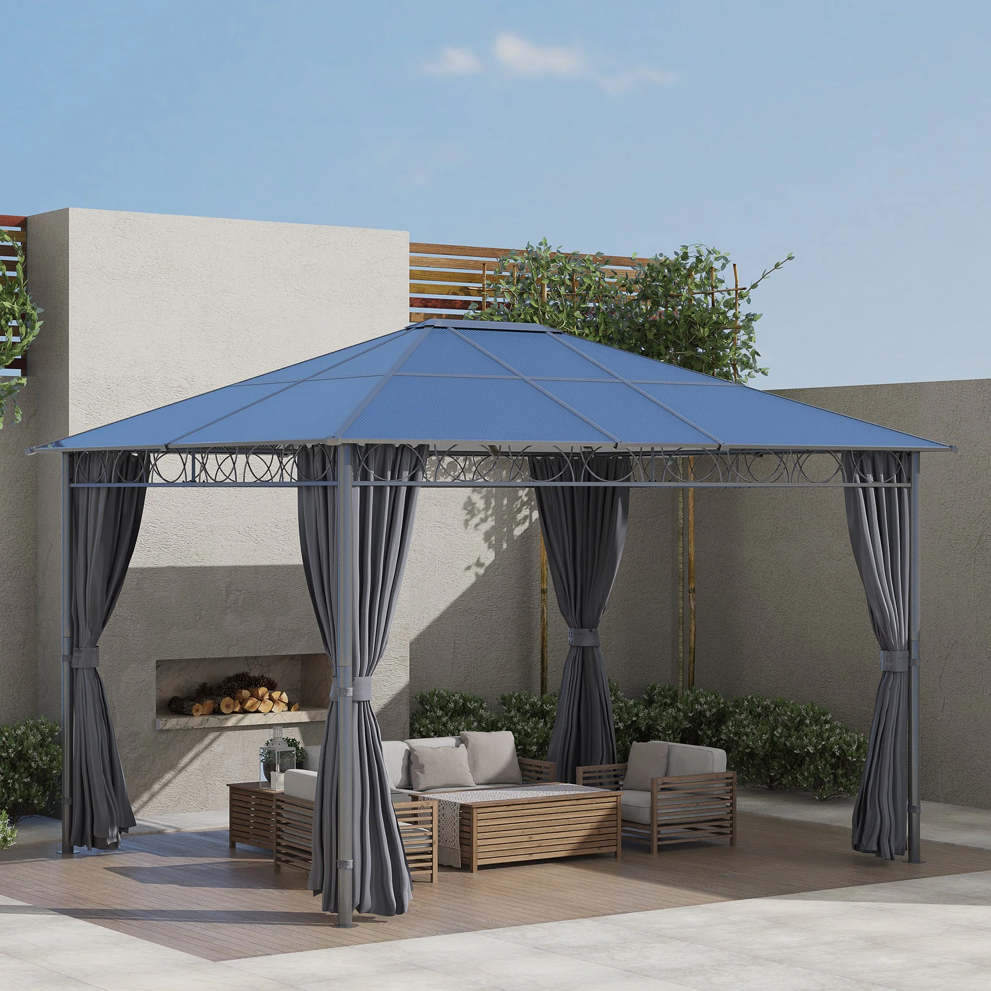 3 x 3.6m Hardtop Gazebo with UV Resistant Polycarbonate Roof - Image 2