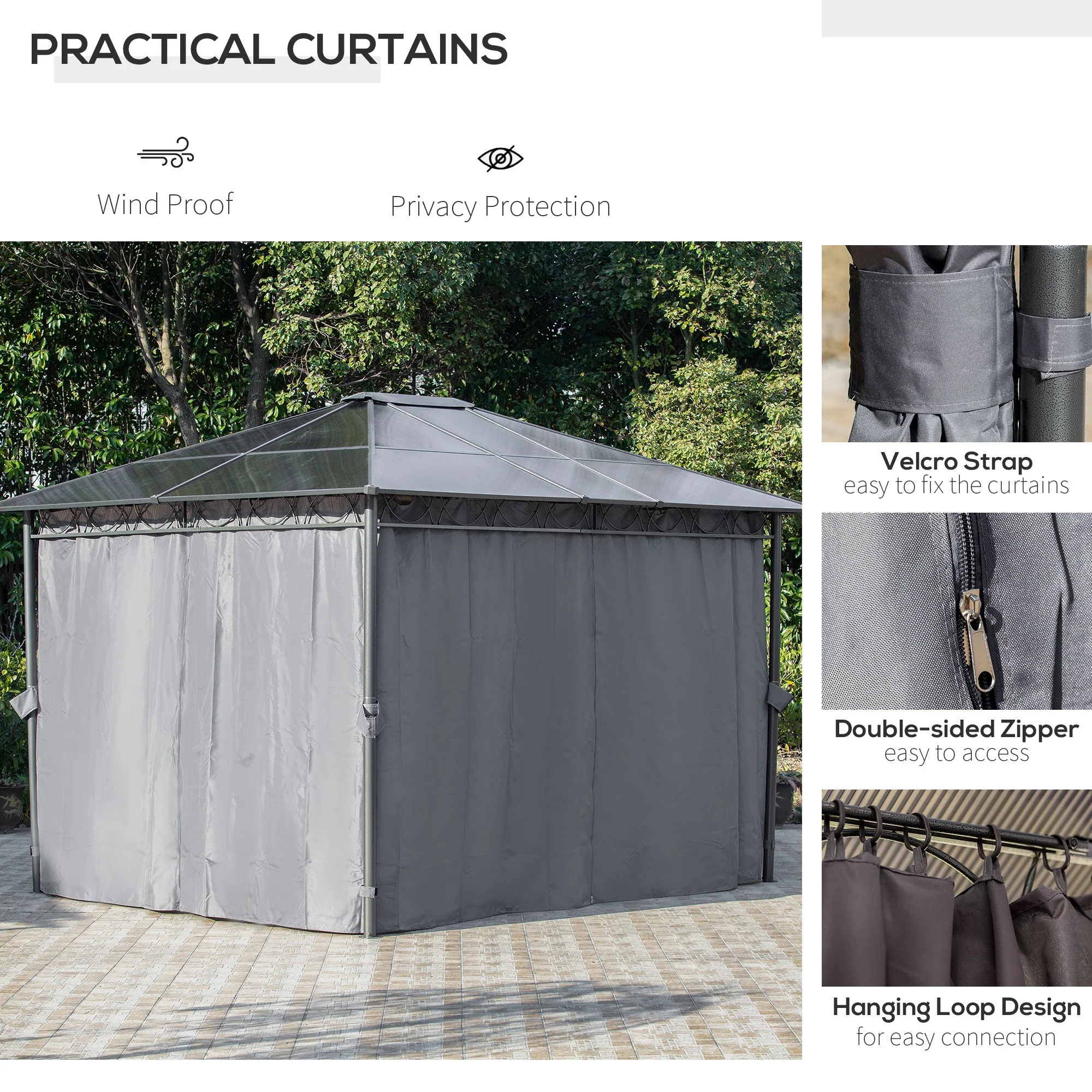 3 x 3.6m Hardtop Gazebo with UV Resistant Polycarbonate Roof - Image 5