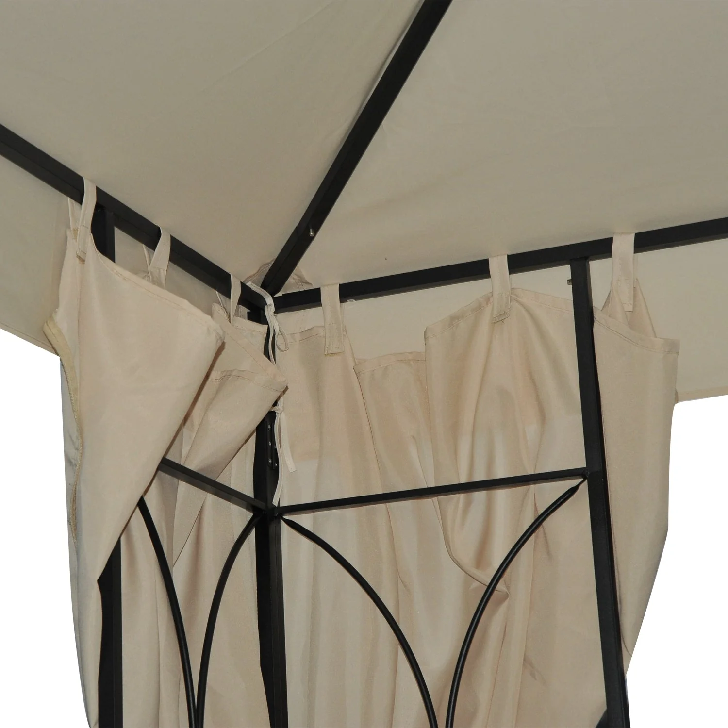 3 x 3 m Garden Metal Gazebo Marquee Patio Wedding Party Tent Canopy Shelter with Pavilion Sidewalls Beige - Image 9