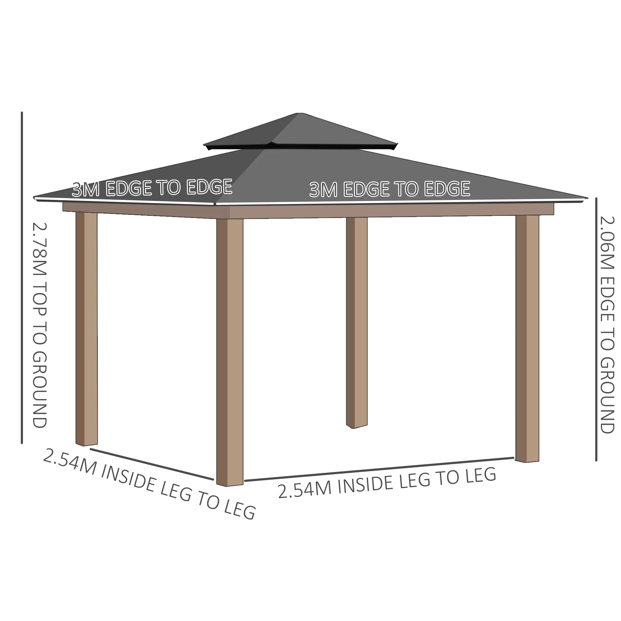 3 x 3 M Outdoor Polycarbonate Gazebo - Image 3