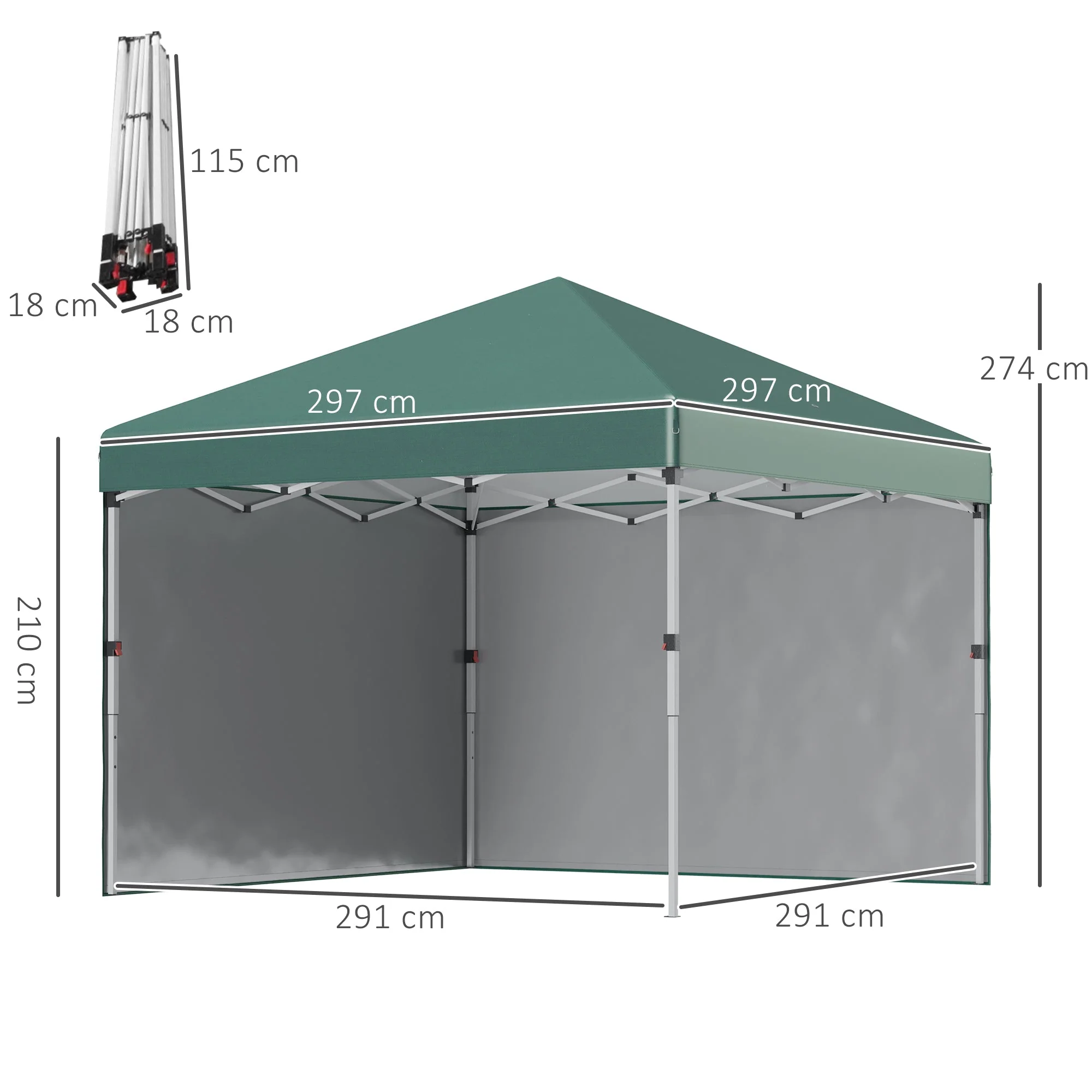 3 x 3 M Pop Up Gazebo with 2 Sidewalls - Image 2