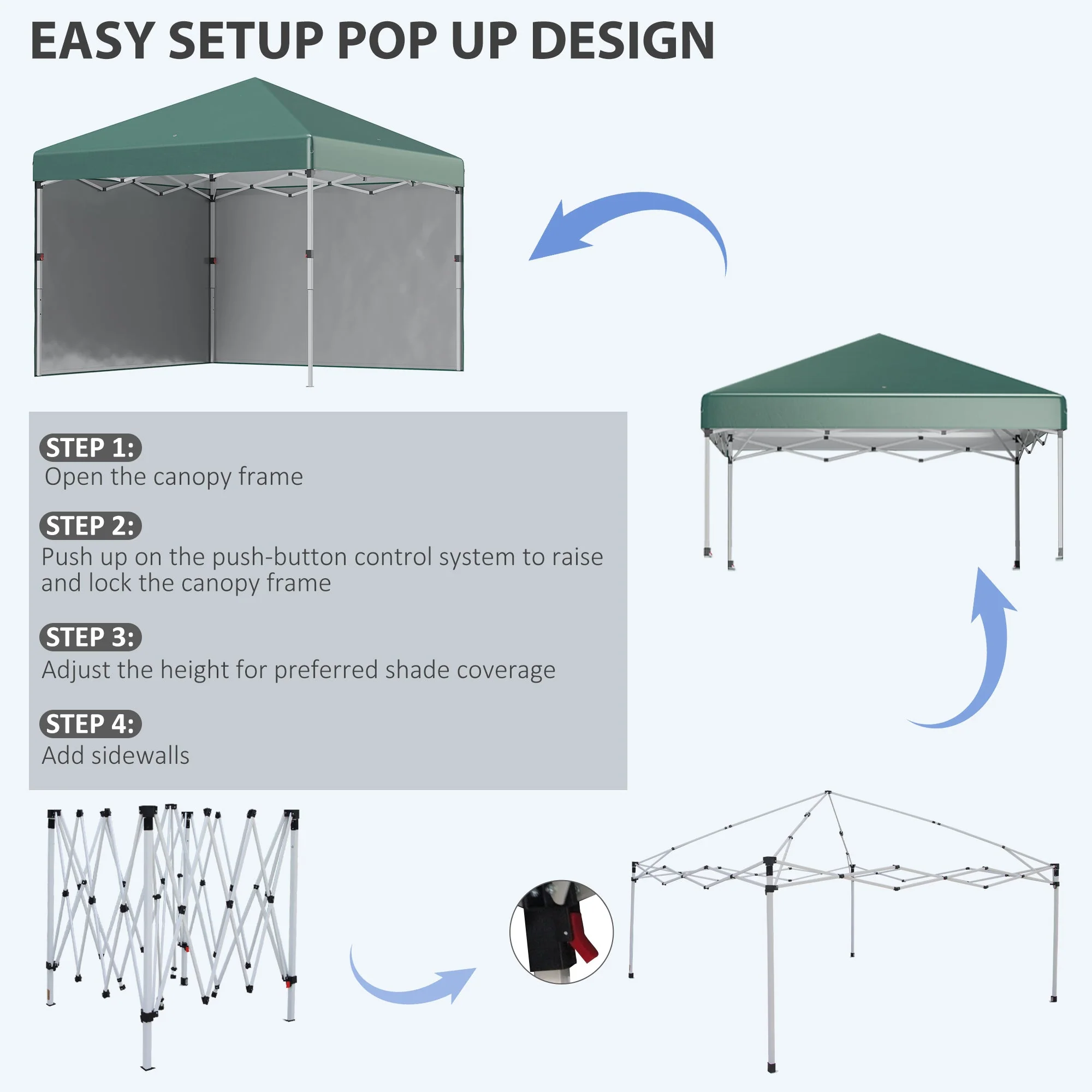 3 x 3 M Pop Up Gazebo with 2 Sidewalls - Image 4