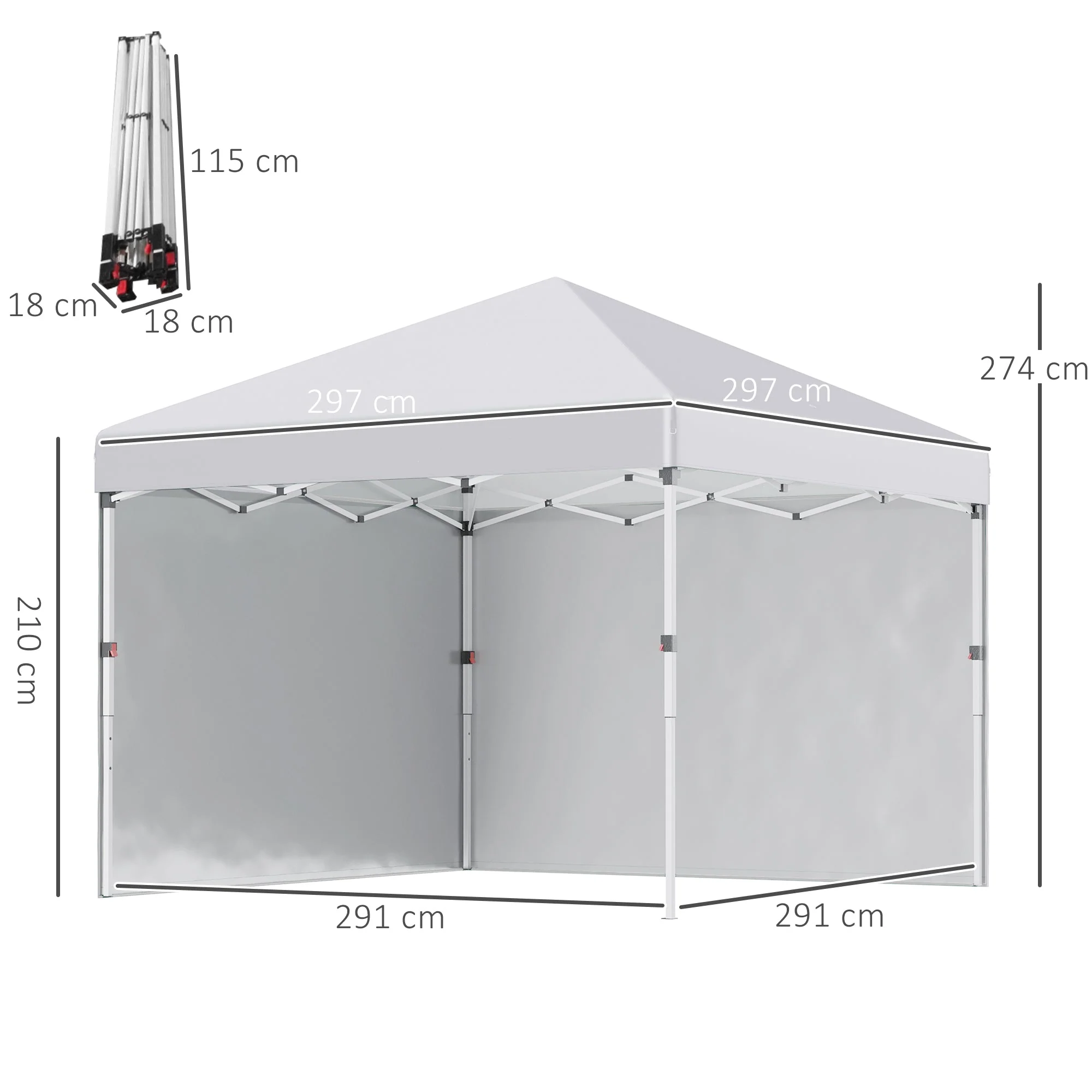 3 x 3 M Pop Up Gazebo with 2 Sidewalls - Image 2