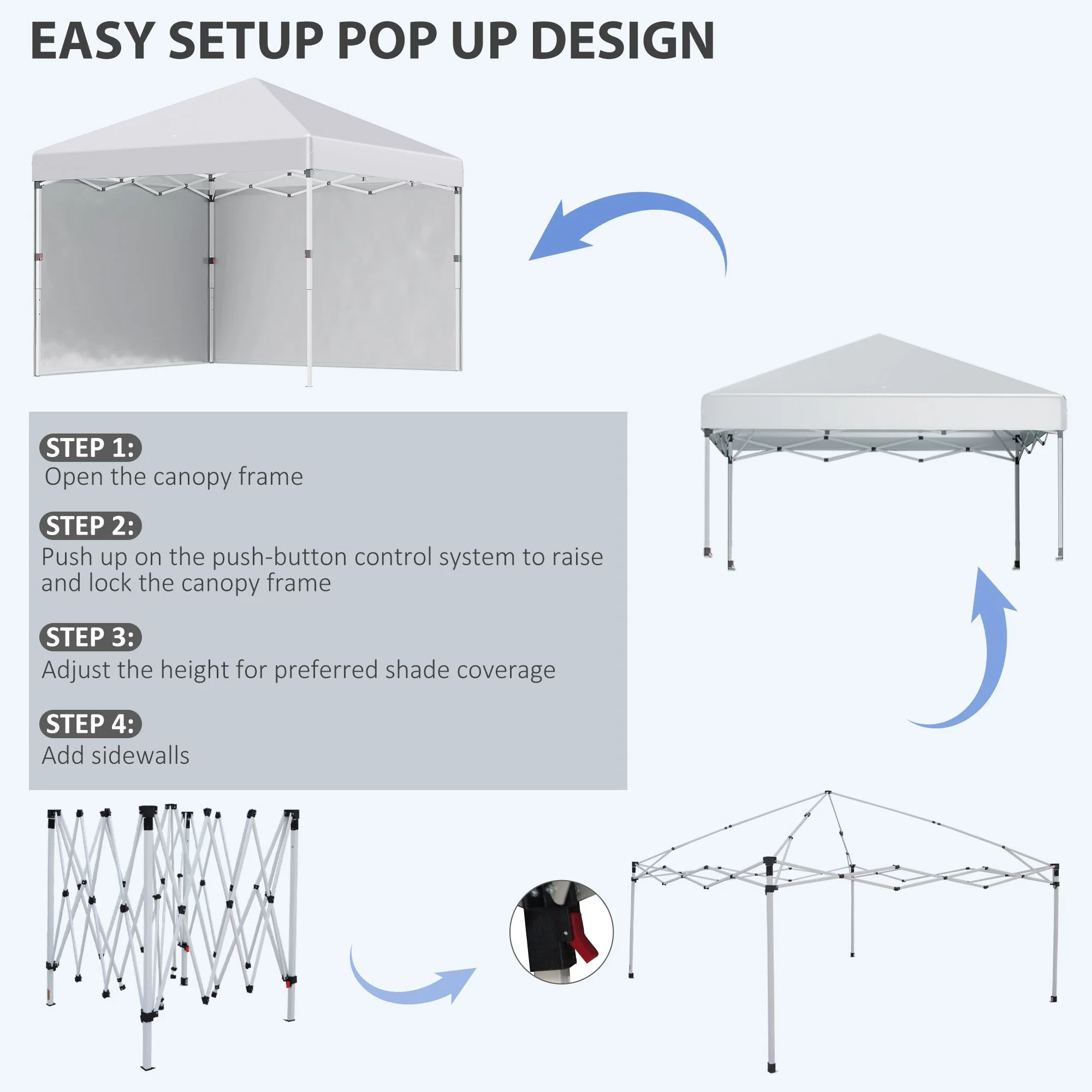 3 x 3 M Pop Up Gazebo with 2 Sidewalls - Image 4