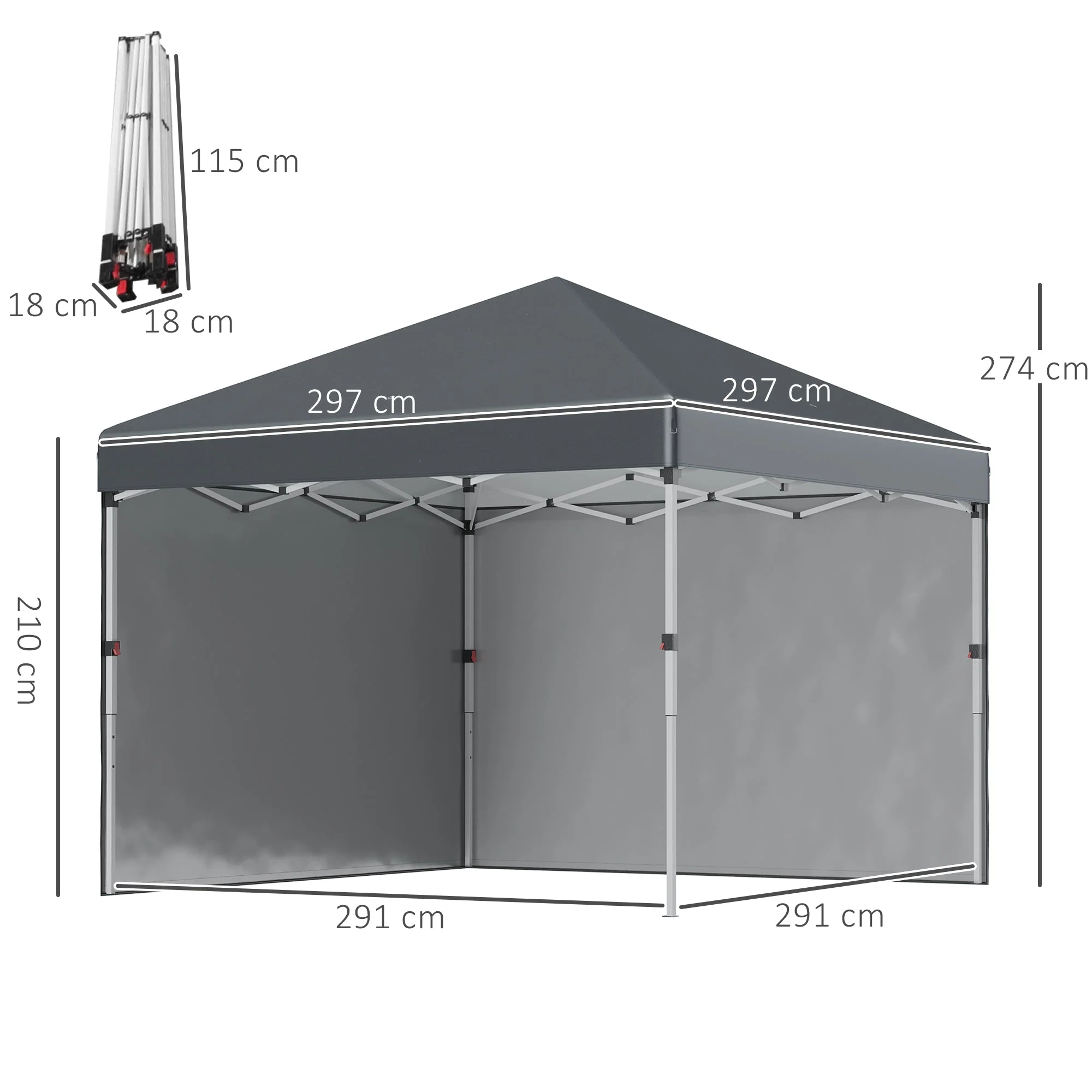3 x 3 M Pop Up Gazebo with 2 Sidewalls - Image 2