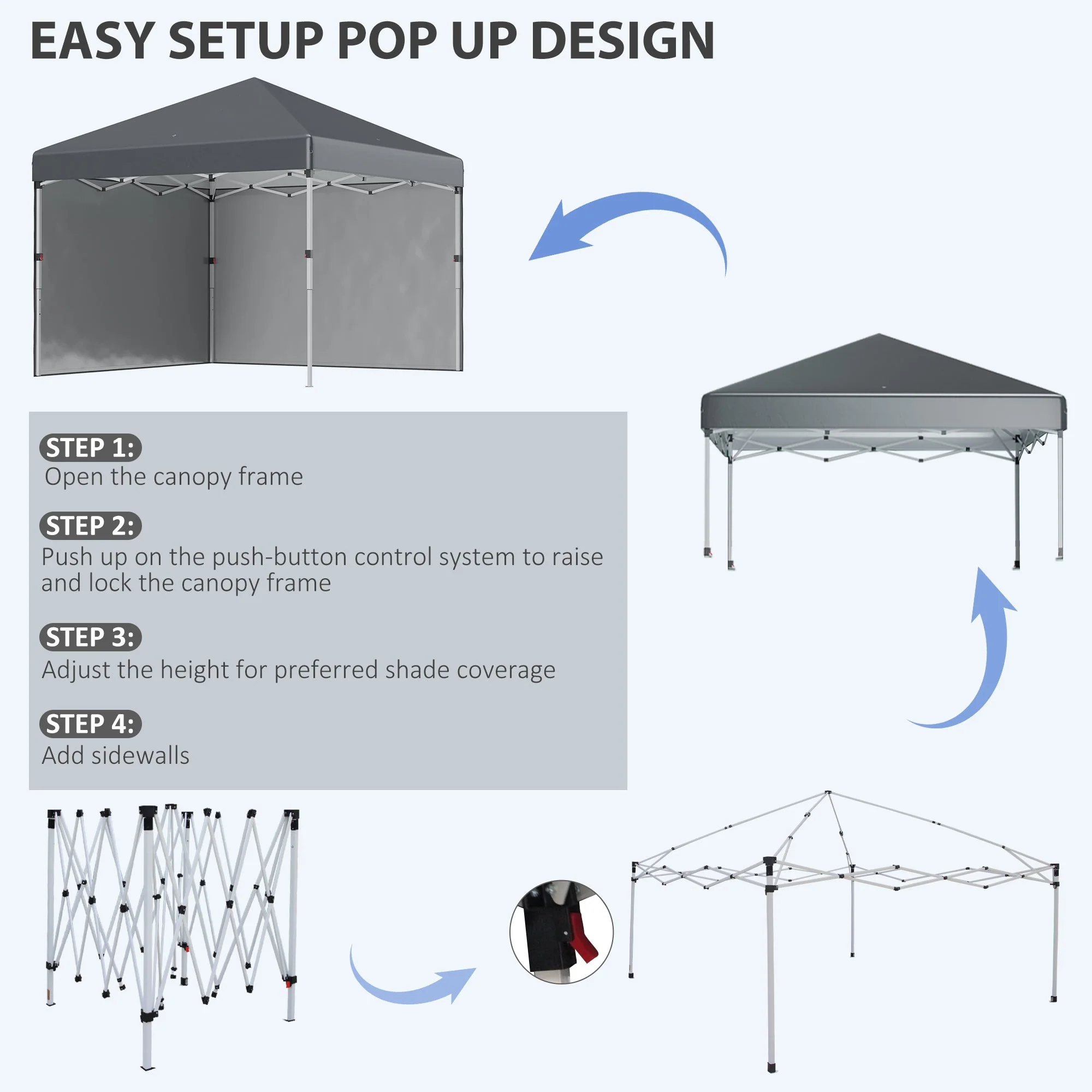 3 x 3 M Pop Up Gazebo with 2 Sidewalls - Image 5