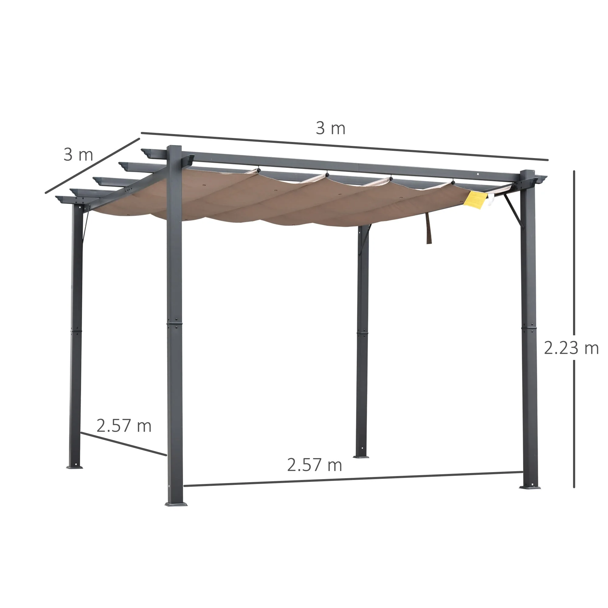3 X 3 Meter Aluminium Pergola Canopy Gazebo Awning Outdoor Garden Sun Shade Shelter Marquee Party BBQ - Image 3