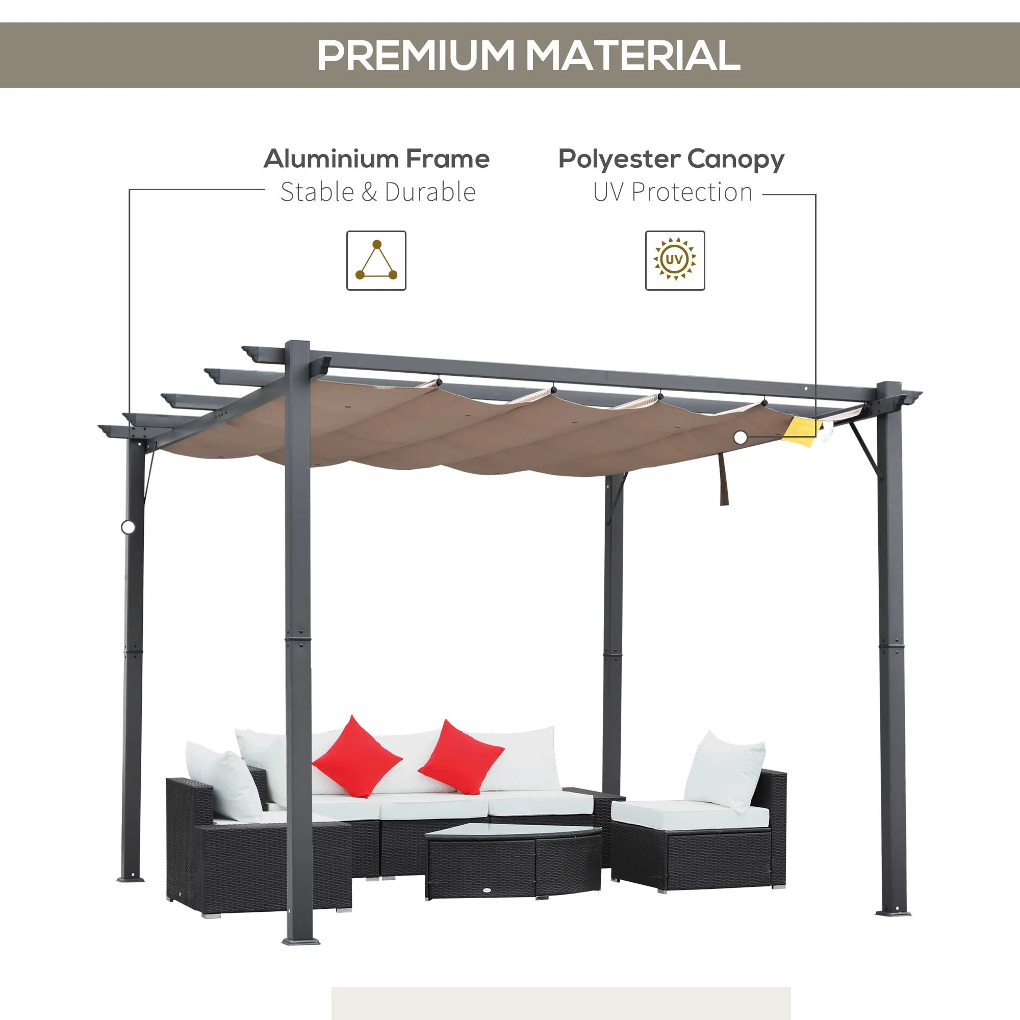 3 X 3 Meter Aluminium Pergola Canopy Gazebo Awning Outdoor Garden Sun Shade Shelter Marquee Party BBQ - Image 4