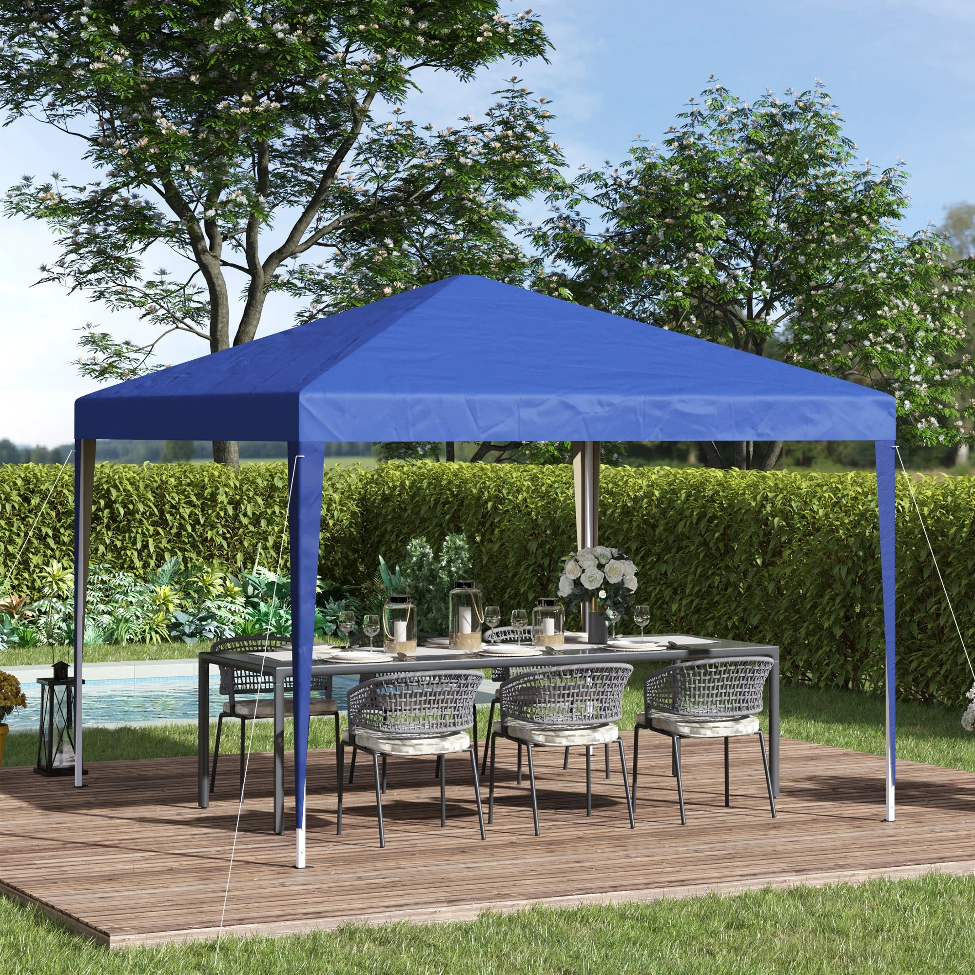 3 x 3 meter Garden Heavy Duty Pop Up Gazebo Marquee Party Tent Folding Wedding Canopy-Blue - Image 2