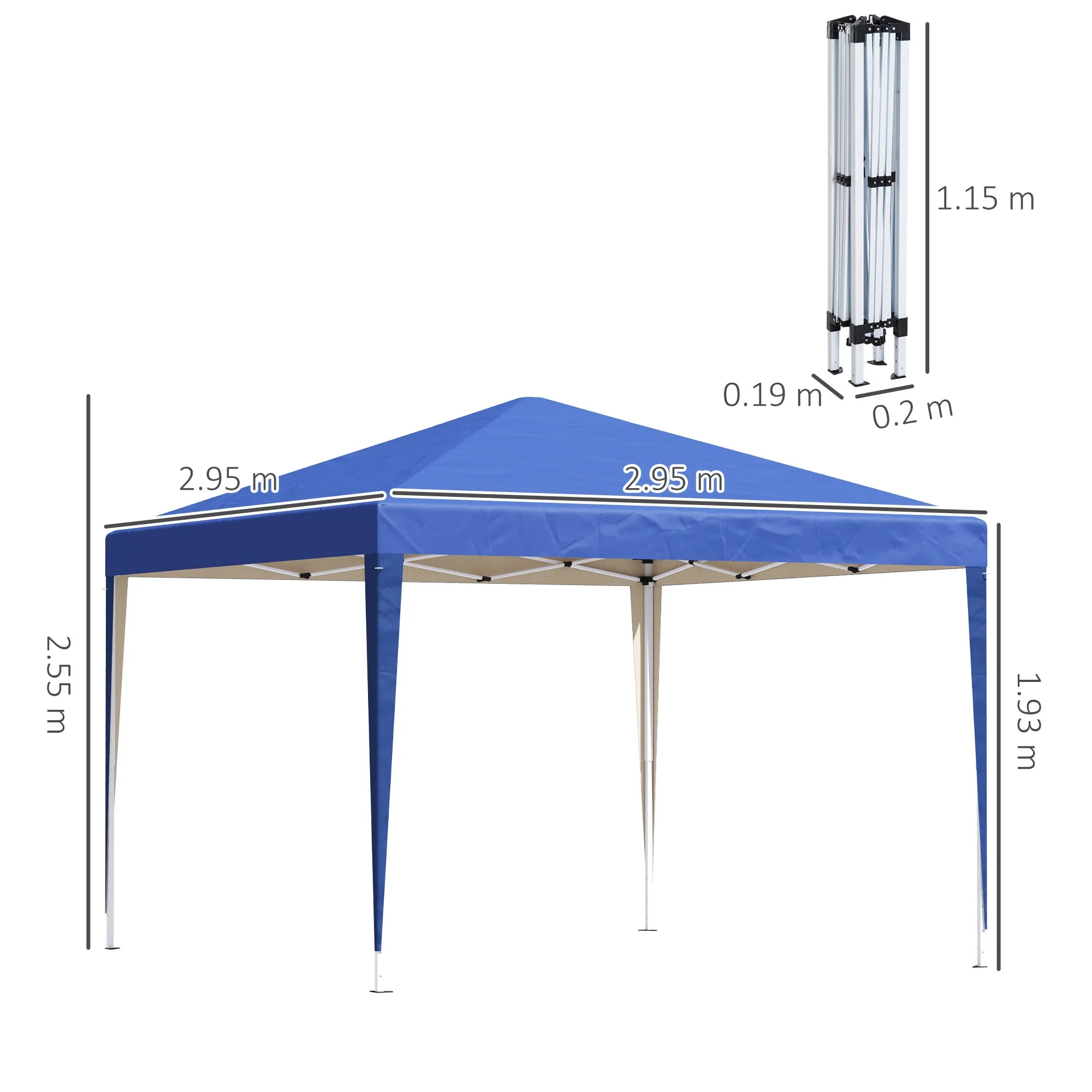 3 x 3 meter Garden Heavy Duty Pop Up Gazebo Marquee Party Tent Folding Wedding Canopy-Blue - Image 3
