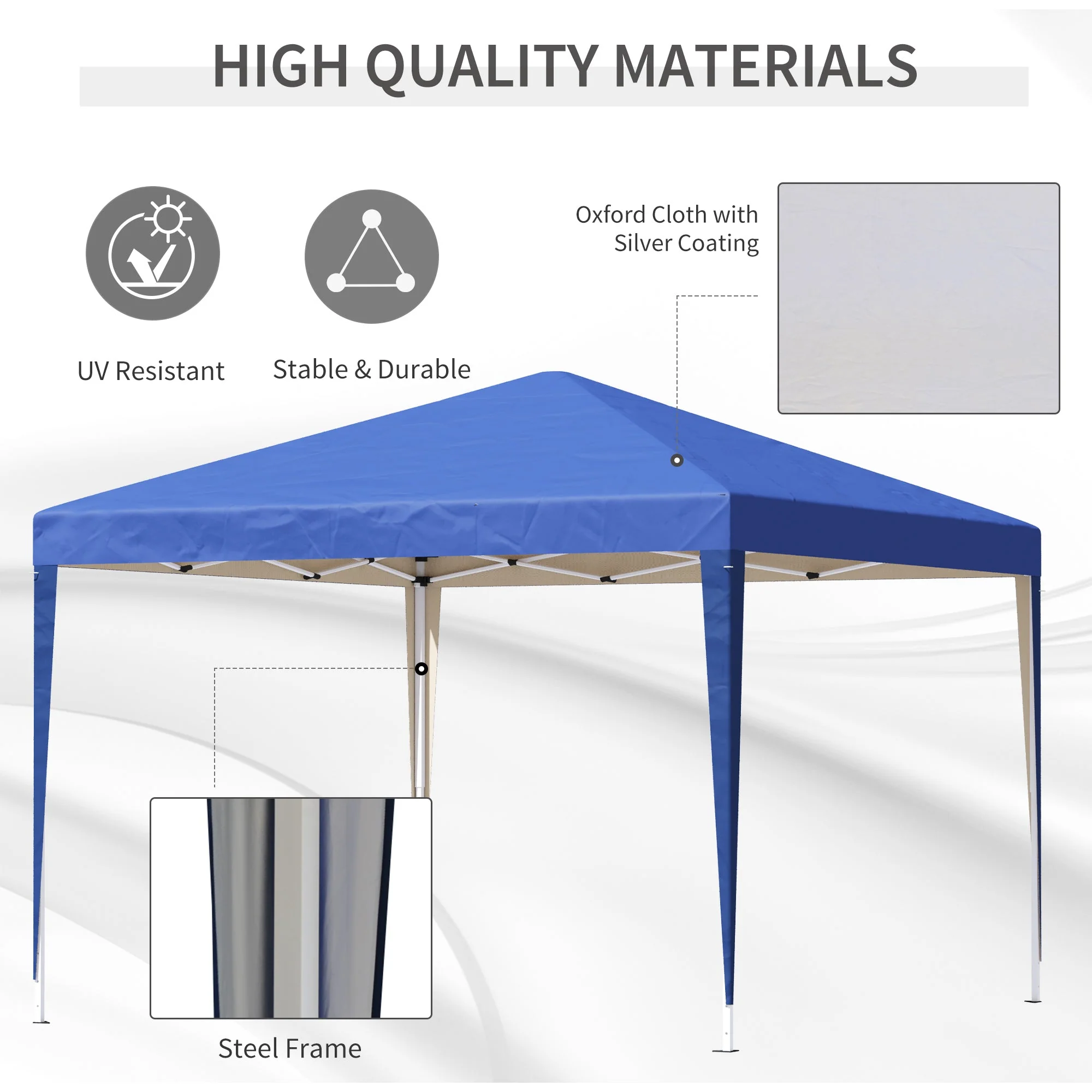 3 x 3 meter Garden Heavy Duty Pop Up Gazebo Marquee Party Tent Folding Wedding Canopy-Blue - Image 4