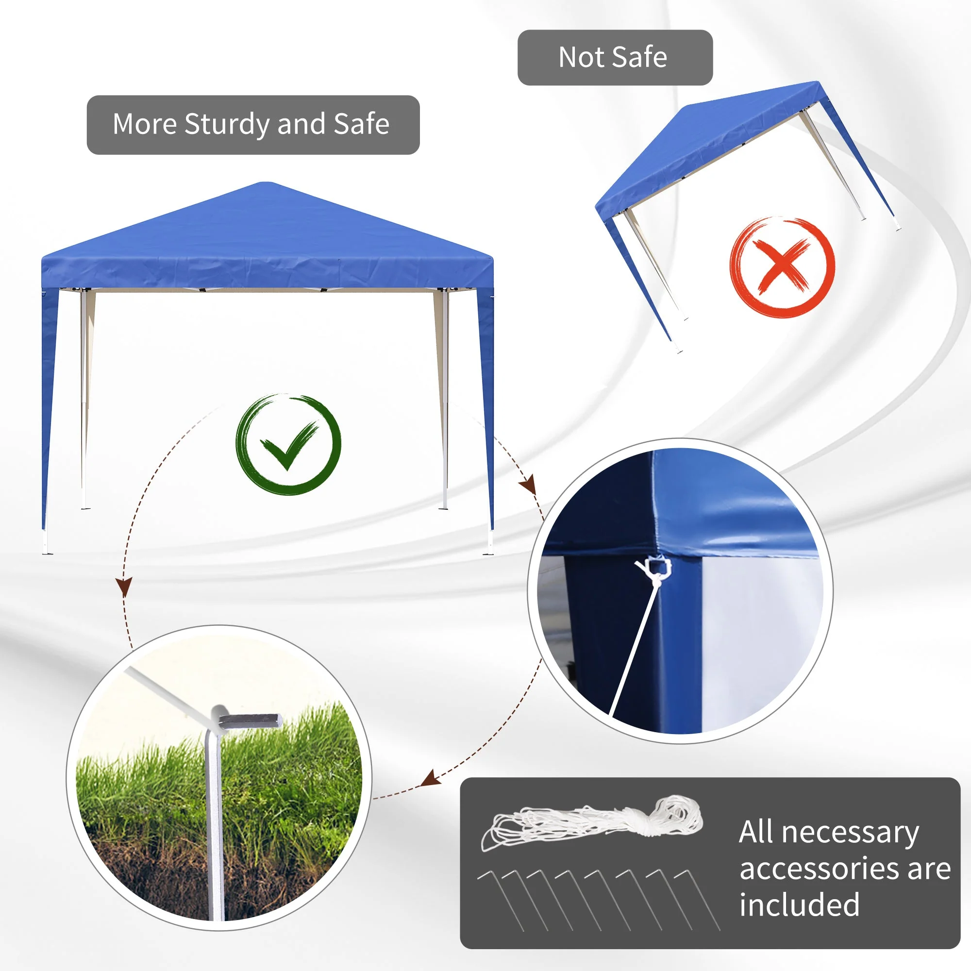 3 x 3 meter Garden Heavy Duty Pop Up Gazebo Marquee Party Tent Folding Wedding Canopy-Blue - Image 7