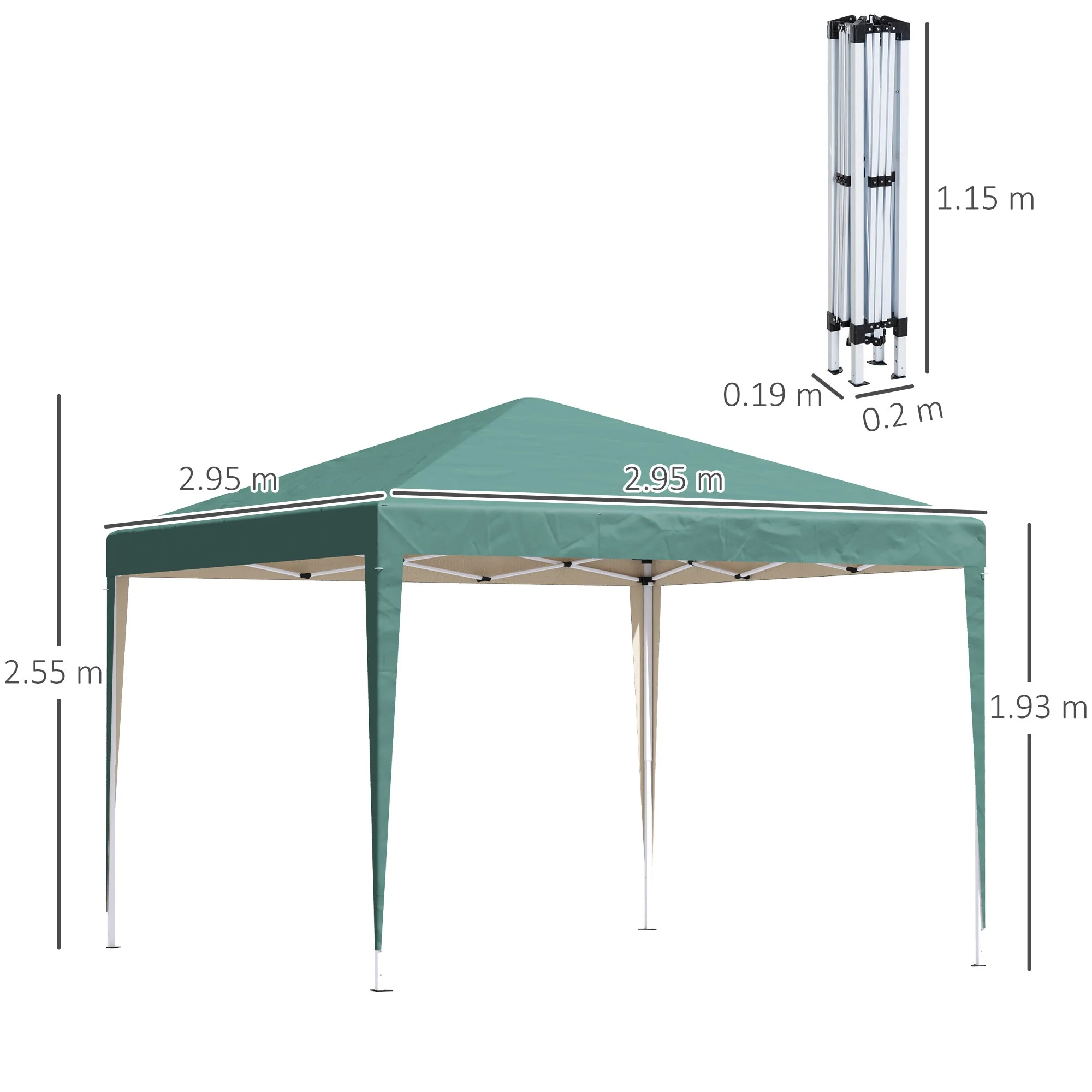 3 x 3 meter Garden Heavy Duty Pop Up Gazebo Marquee Party Tent Folding Wedding Canopy-Green - Image 3